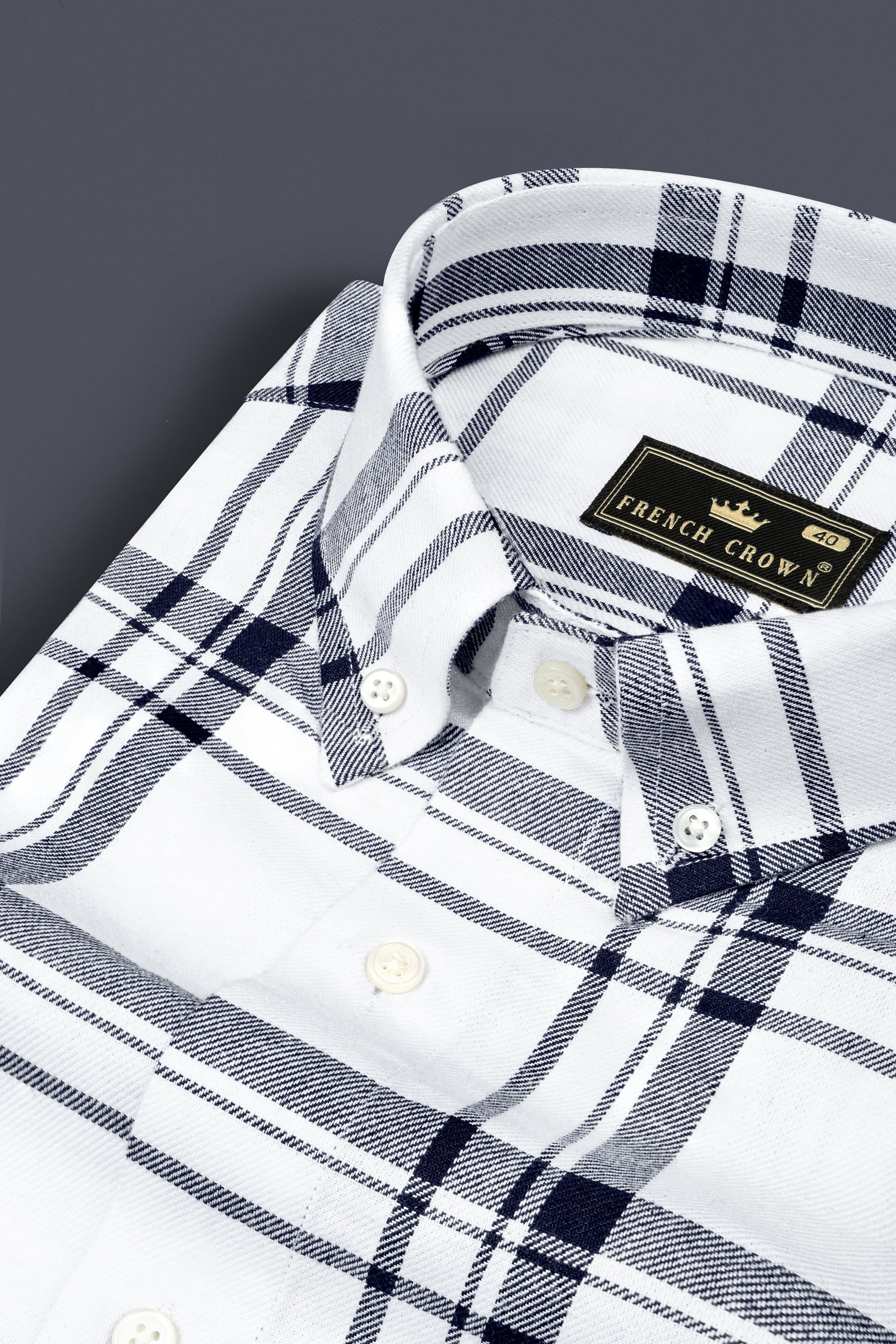 Bright White with Jaguar Dark Blue Plaid Flannel Shirt 12615-BD-38, 12615-BD-H-38, 12615-BD-39, 12615-BD-H-39, 12615-BD-40, 12615-BD-H-40, 12615-BD-42, 12615-BD-H-42, 12615-BD-44, 12615-BD-H-44, 12615-BD-46, 12615-BD-H-46, 12615-BD-48, 12615-BD-H-48, 12615-BD-50, 12615-BD-H-50, 12615-BD-52, 12615-BD-H-52