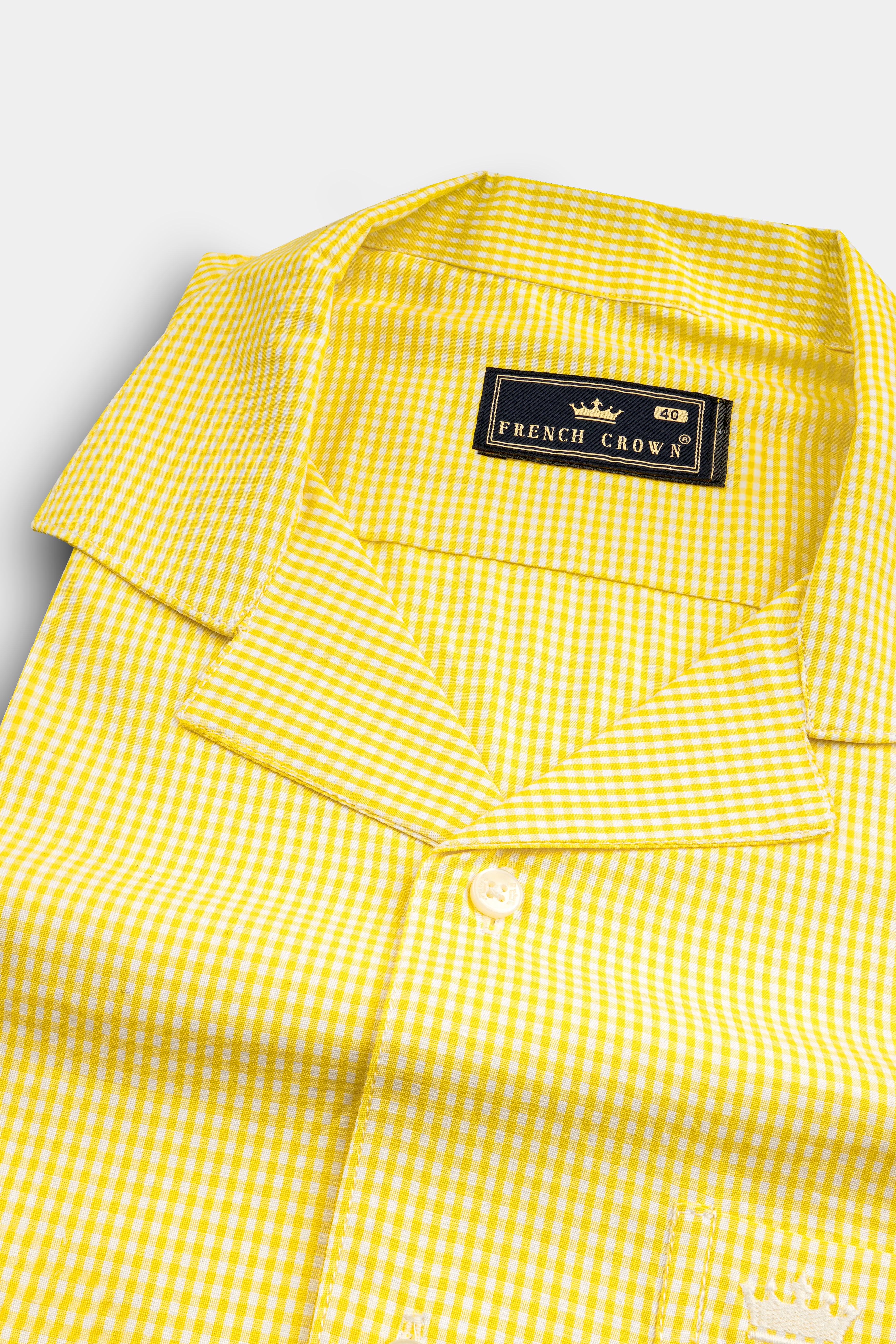 Jasmine Yellow Mini Checkered Twill Cotton Shirt 12743-CC-SS-38, 12743-CC-SS-H-38, 12743-CC-SS-39, 12743-CC-SS-H-39, 12743-CC-SS-40, 12743-CC-SS-H-40, 12743-CC-SS-42, 12743-CC-SS-H-42, 12743-CC-SS-44, 12743-CC-SS-H-44, 12743-CC-SS-46, 12743-CC-SS-H-46, 12743-CC-SS-48, 12743-CC-SS-H-48, 12743-CC-SS-50, 12743-CC-SS-H-50, 12743-CC-SS-52, 12743-CC-SS-H-52