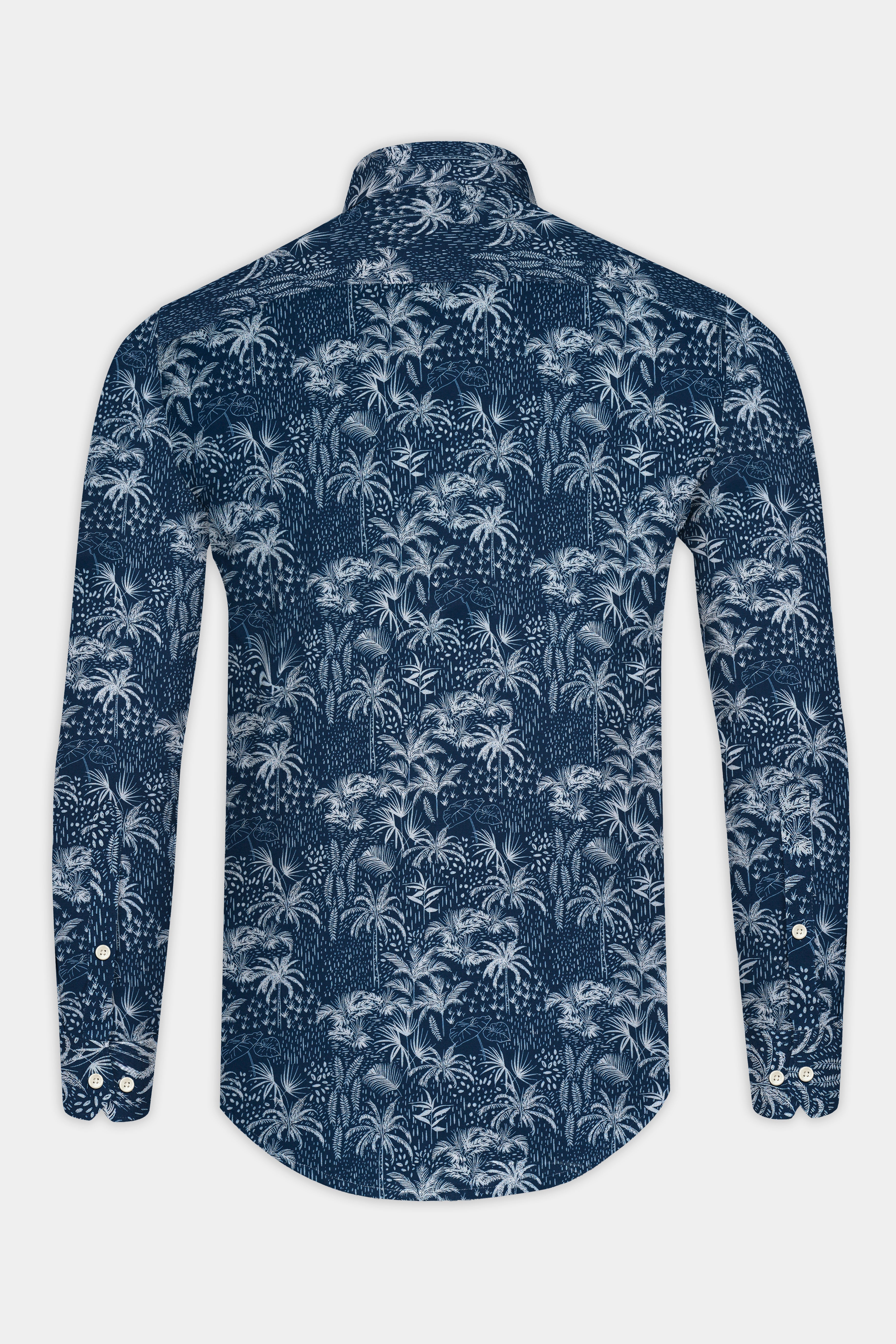 Rhino Blue Coconut Tree Printed Poplin Giza Cotton Shirt 12747-38, 12747-H-38, 12747-39, 12747-H-39, 12747-40, 12747-H-40, 12747-42, 12747-H-42, 12747-44, 12747-H-44, 12747-46, 12747-H-46, 12747-48, 12747-H-48, 12747-50, 12747-H-50, 12747-52, 12747-H-52