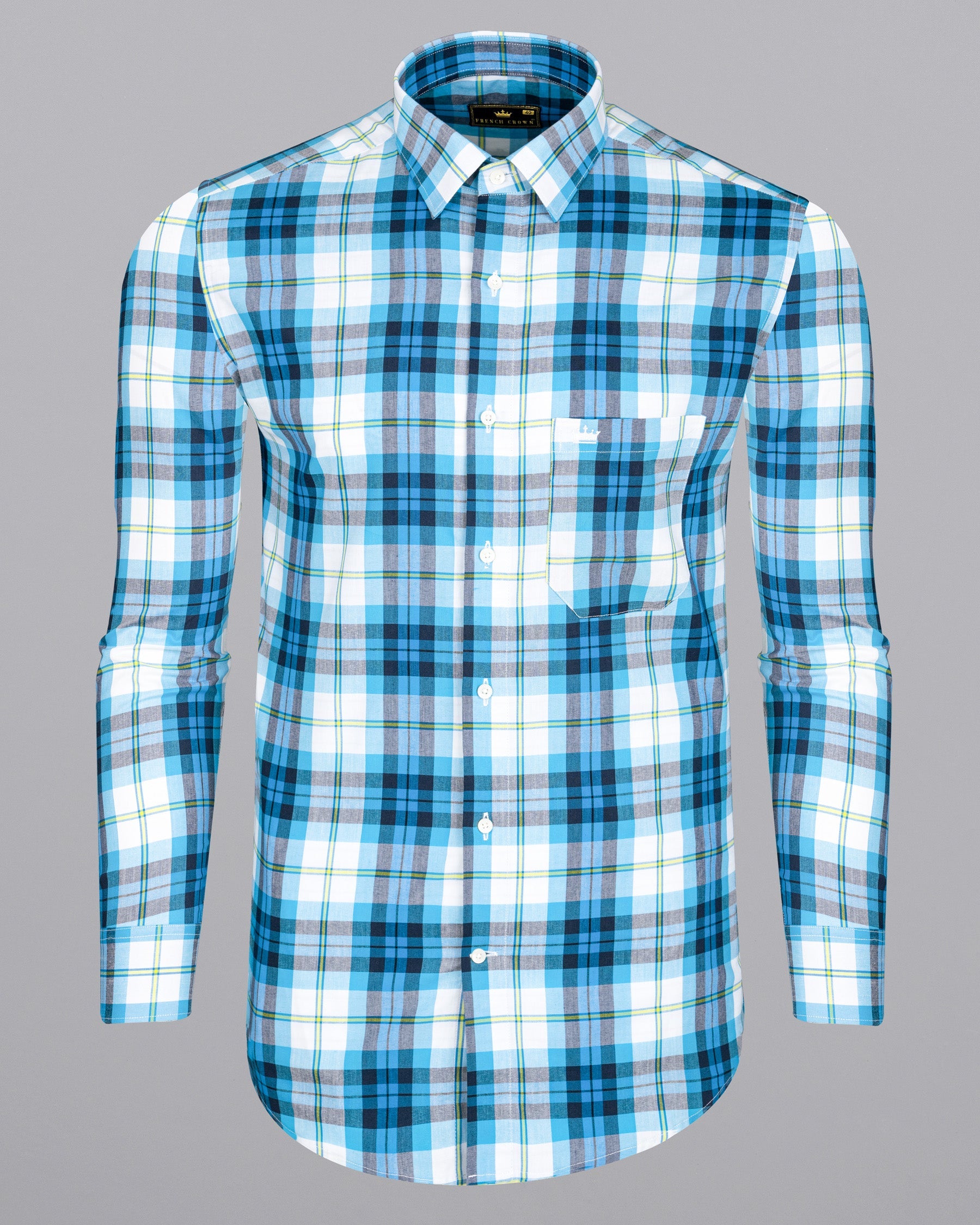 Anakiwa Blue and White Plaid Premium Twill Textured Premium Cotton Shirt 6707-38,6707-38,6707-39,6707-39,6707-40,6707-40,6707-42,6707-42,6707-44,6707-44,6707-46,6707-46,6707-48,6707-48,6707-50,6707-50,6707-52,6707-52