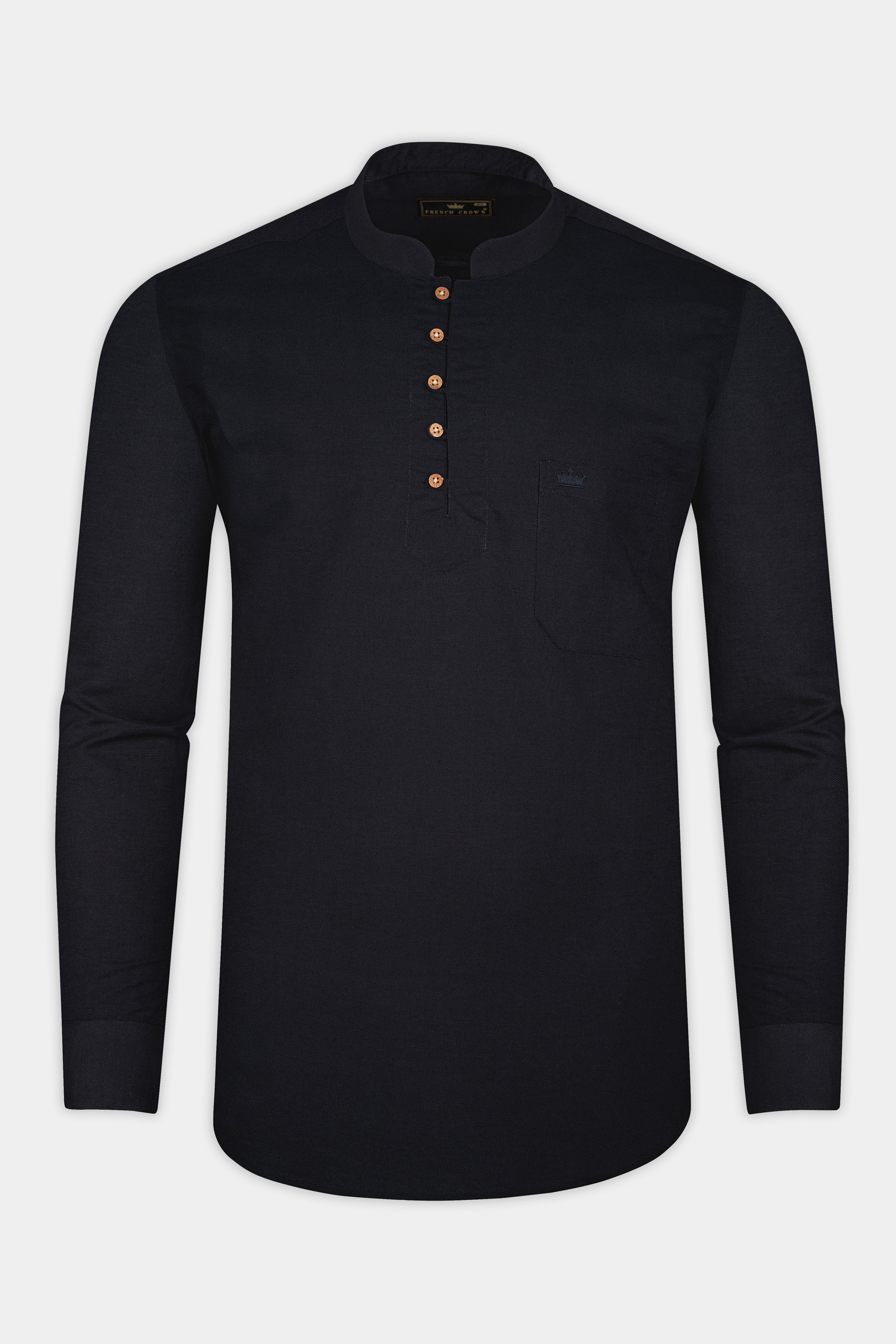 Jade Black Premium Cotton Kurta Shirt