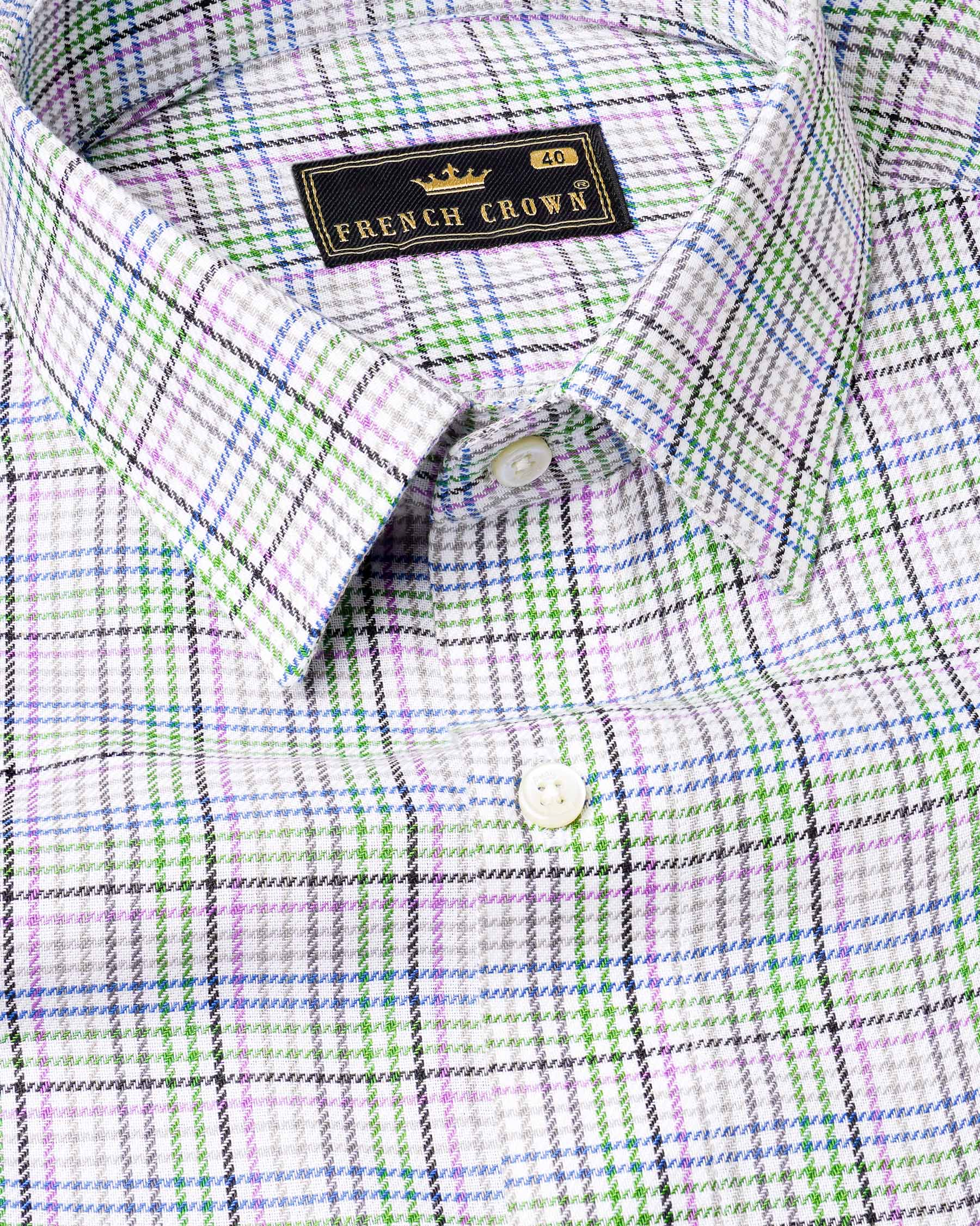 Mantis Green and White with Multi colored Plaid Twill Premium Cotton Shirt 7721-38, 7721-H-38, 7721-39,7721-H-39, 7721-40, 7721-H-40, 7721-42, 7721-H-42, 7721-44, 7721-H-44, 7721-46, 7721-H-46, 7721-48, 7721-H-48, 7721-50, 7721-H-50, 7721-52, 7721-H-52