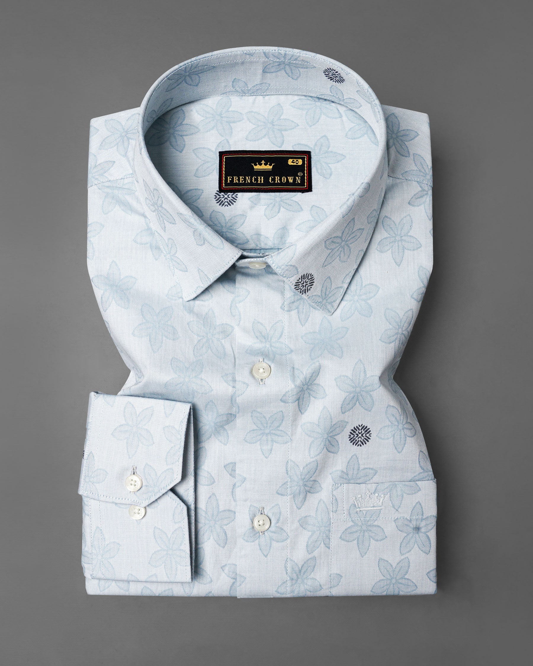 Mischka Blue Floral Jacquard Textured Premium Giza Cotton Shirt 7762-38, 7762-H-38, 7762-39,7762-H-39, 7762-40, 7762-H-40, 7762-42, 7762-H-42, 7762-44, 7762-H-44, 7762-46, 7762-H-46, 7762-48, 7762-H-48, 7762-50, 7762-H-50, 7762-52, 7762-H-52