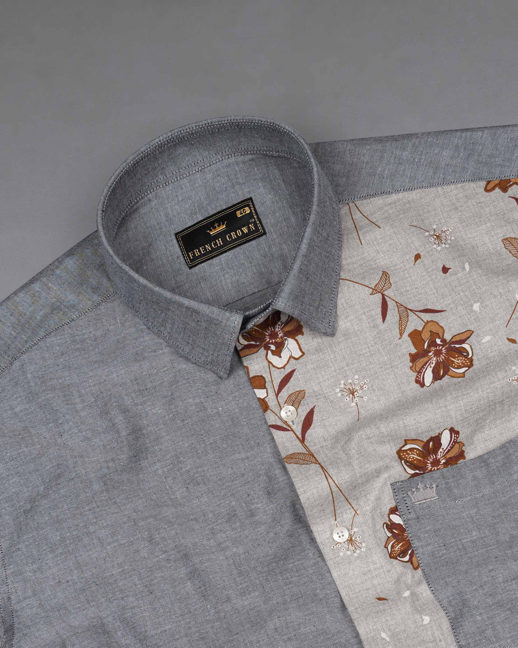 Spun Pearl Gray Floral Royal Oxford Designer Shirt 7763-P185-38, 7763-P185-H-38, 7763-P185-39,7763-P185-H-39, 7763-P185-40, 7763-P185-H-40, 7763-P185-42, 7763-P185-H-42, 7763-P185-44, 7763-P185-H-44, 7763-P185-46, 7763-P185-H-46, 7763-P185-48, 7763-P185-H-48, 7763-P185-50, 7763-P185-H-50, 7763-P185-52, 7763-P185-H-52