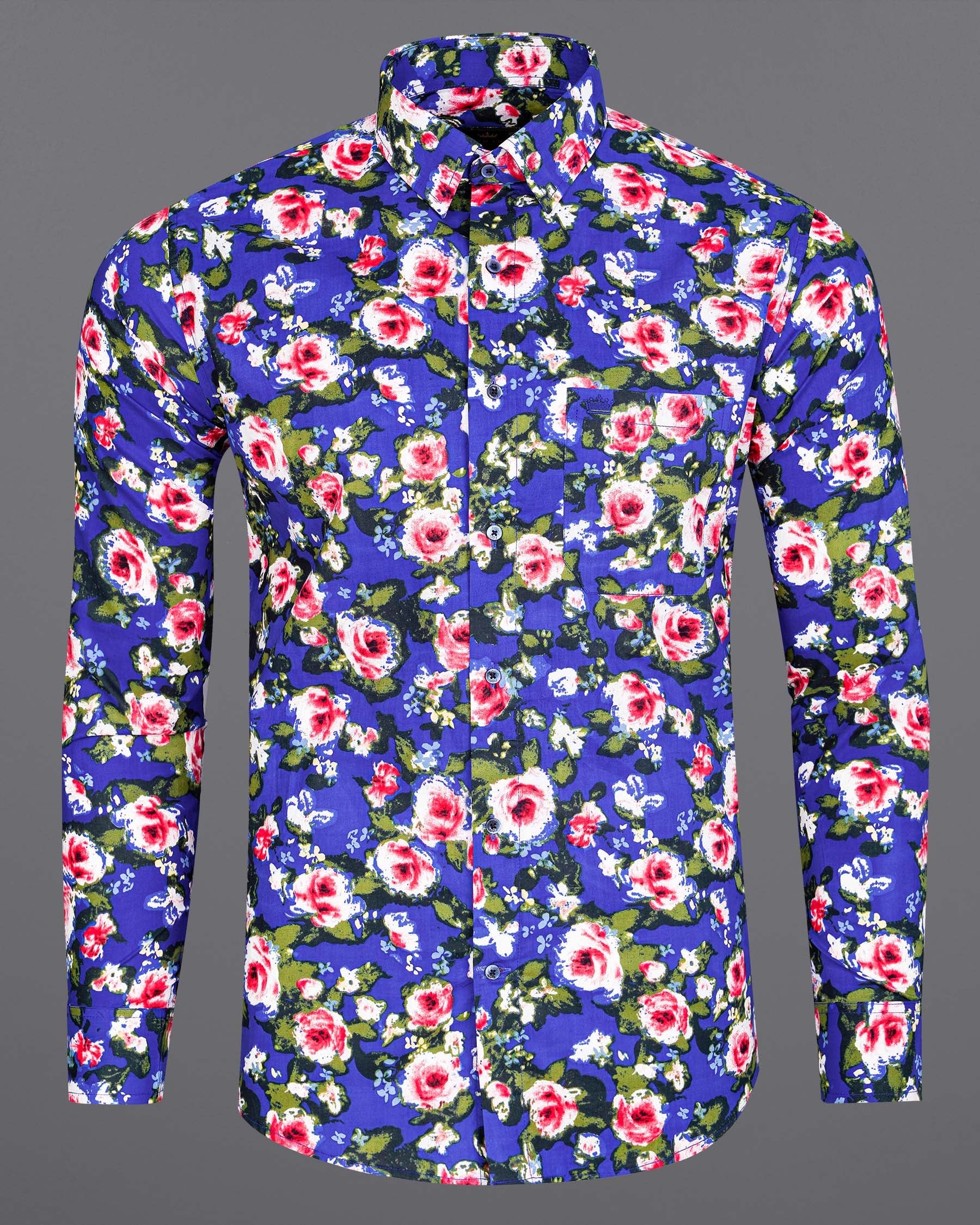 Medium Slate Blue Floral Printed Premium Cotton Shirt 7818-BLE-38, 7818-BLE-H-38, 7818-BLE-39,7818-BLE-H-39, 7818-BLE-40, 7818-BLE-H-40, 7818-BLE-42, 7818-BLE-H-42, 7818-BLE-44, 7818-BLE-H-44, 7818-BLE-46, 7818-BLE-H-46, 7818-BLE-48, 7818-BLE-H-48, 7818-BLE-50, 7818-BLE-H-50, 7818-BLE-52, 7818-BLE-H-52