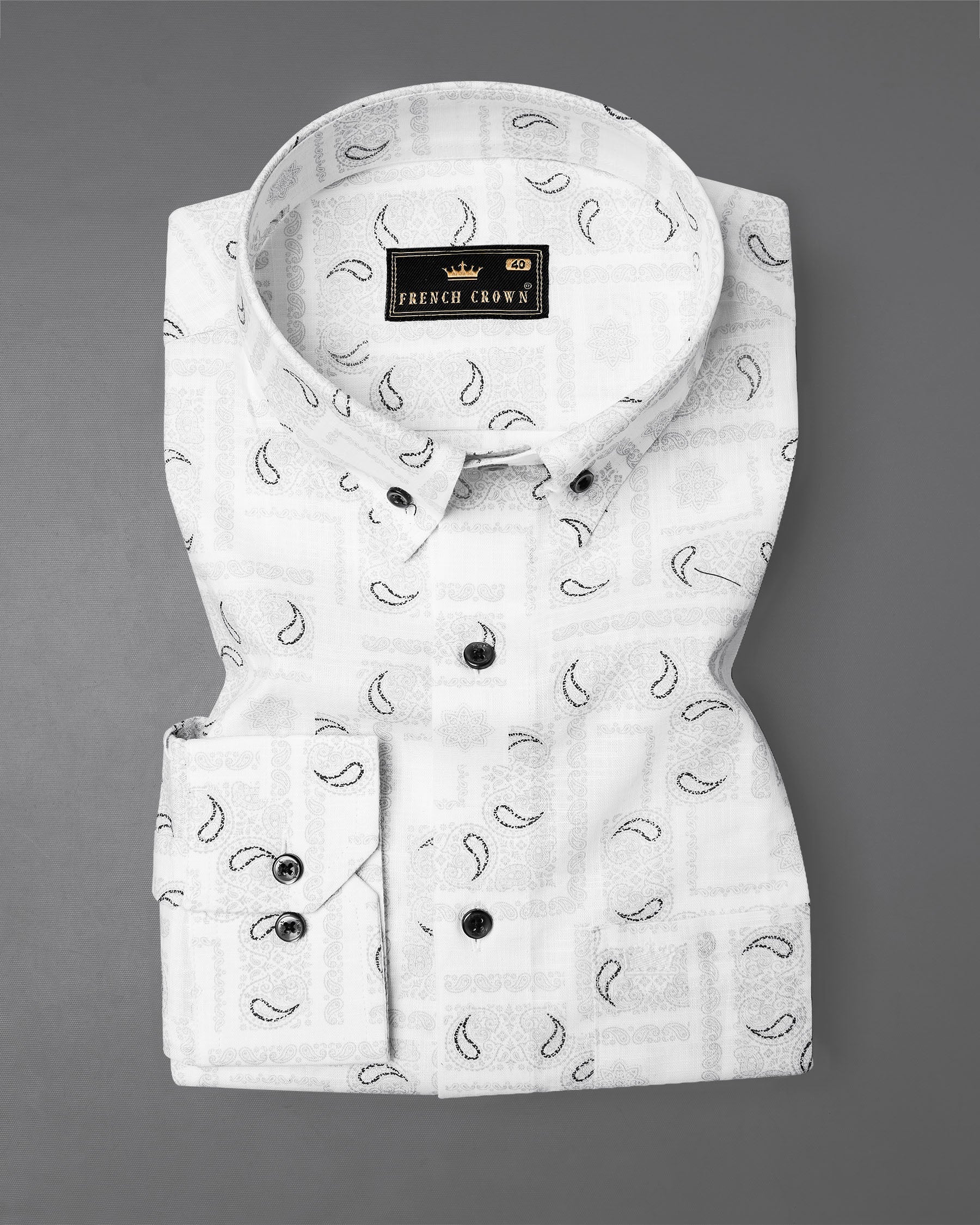 Bright White Paisley Printed Luxurious Linen Shirt 7845-BD-BLK-38, 7845-BD-BLK-H-38, 7845-BD-BLK-39,7845-BD-BLK-H-39, 7845-BD-BLK-40, 7845-BD-BLK-H-40, 7845-BD-BLK-42, 7845-BD-BLK-H-42, 7845-BD-BLK-44, 7845-BD-BLK-H-44, 7845-BD-BLK-46, 7845-BD-BLK-H-46, 7845-BD-BLK-48, 7845-BD-BLK-H-48, 7845-BD-BLK-50, 7845-BD-BLK-H-50, 7845-BD-BLK-52, 7845-BD-BLK-H-52
