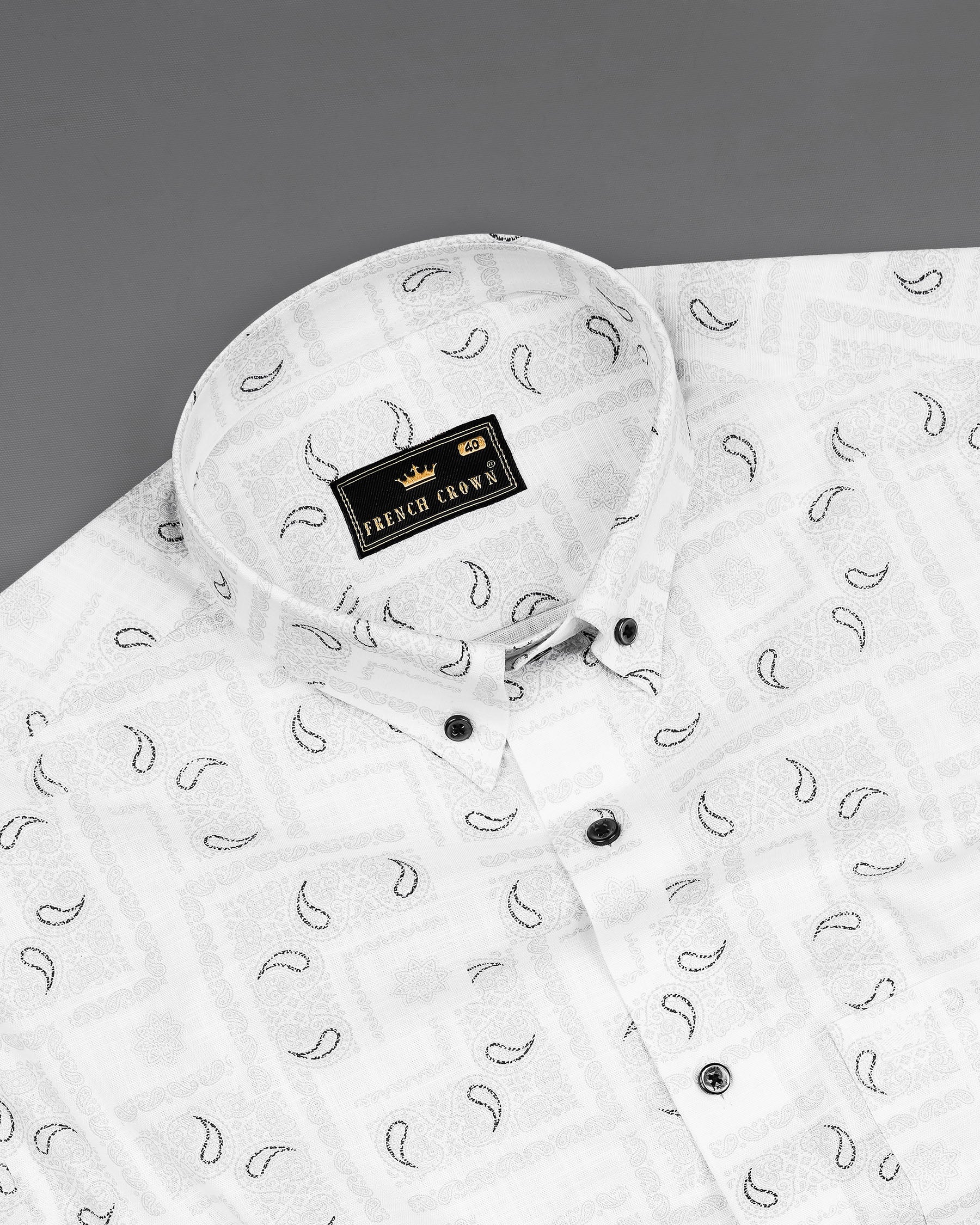 Bright White Paisley Printed Luxurious Linen Shirt 7845-BD-BLK-38, 7845-BD-BLK-H-38, 7845-BD-BLK-39,7845-BD-BLK-H-39, 7845-BD-BLK-40, 7845-BD-BLK-H-40, 7845-BD-BLK-42, 7845-BD-BLK-H-42, 7845-BD-BLK-44, 7845-BD-BLK-H-44, 7845-BD-BLK-46, 7845-BD-BLK-H-46, 7845-BD-BLK-48, 7845-BD-BLK-H-48, 7845-BD-BLK-50, 7845-BD-BLK-H-50, 7845-BD-BLK-52, 7845-BD-BLK-H-52