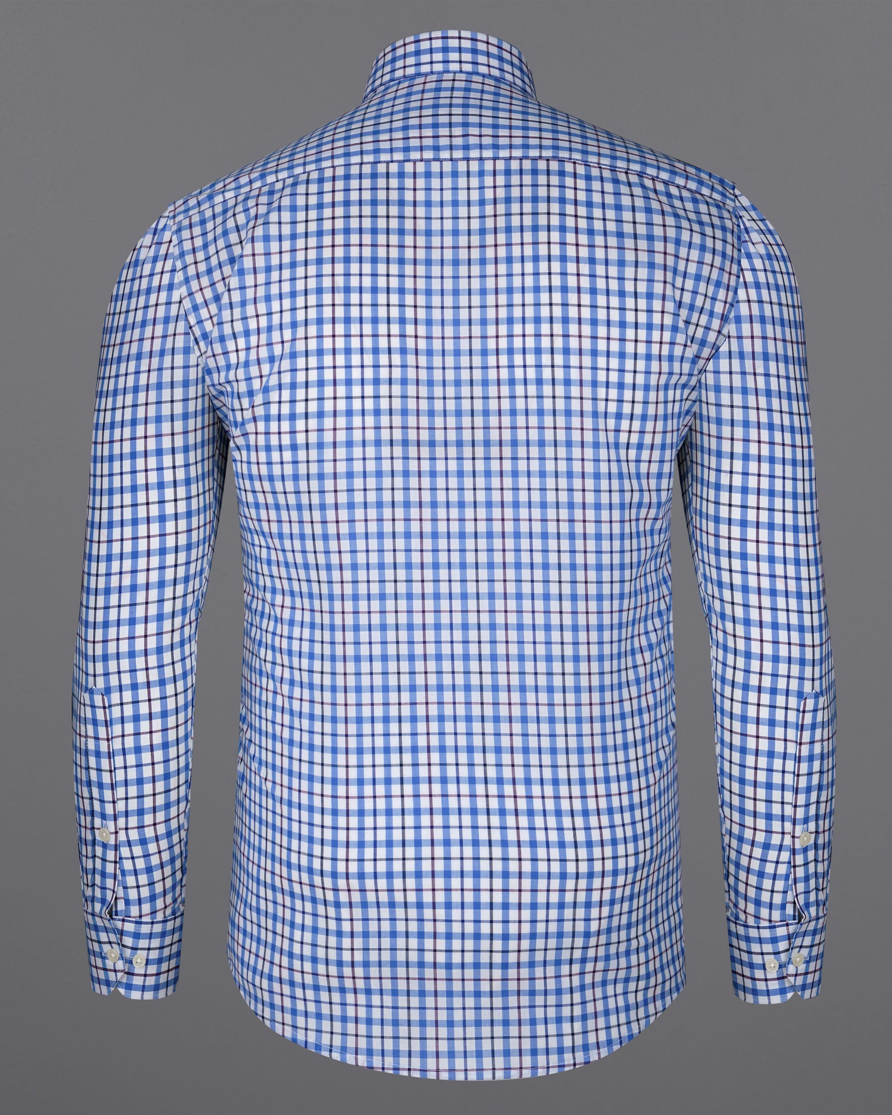 Bright White and Mariner Blue Plaid Premium Cotton Kurta Shirt 7919-38, 7919-H-38, 7919-39, 7919-H-39, 7919-40, 7919-H-40, 7919-42, 7919-H-42, 7919-44, 7919-H-44, 7919-46, 7919-H-46, 7919-48, 7919-H-48, 7919-50, 7919-H-50, 7919-52, 7919-H-52