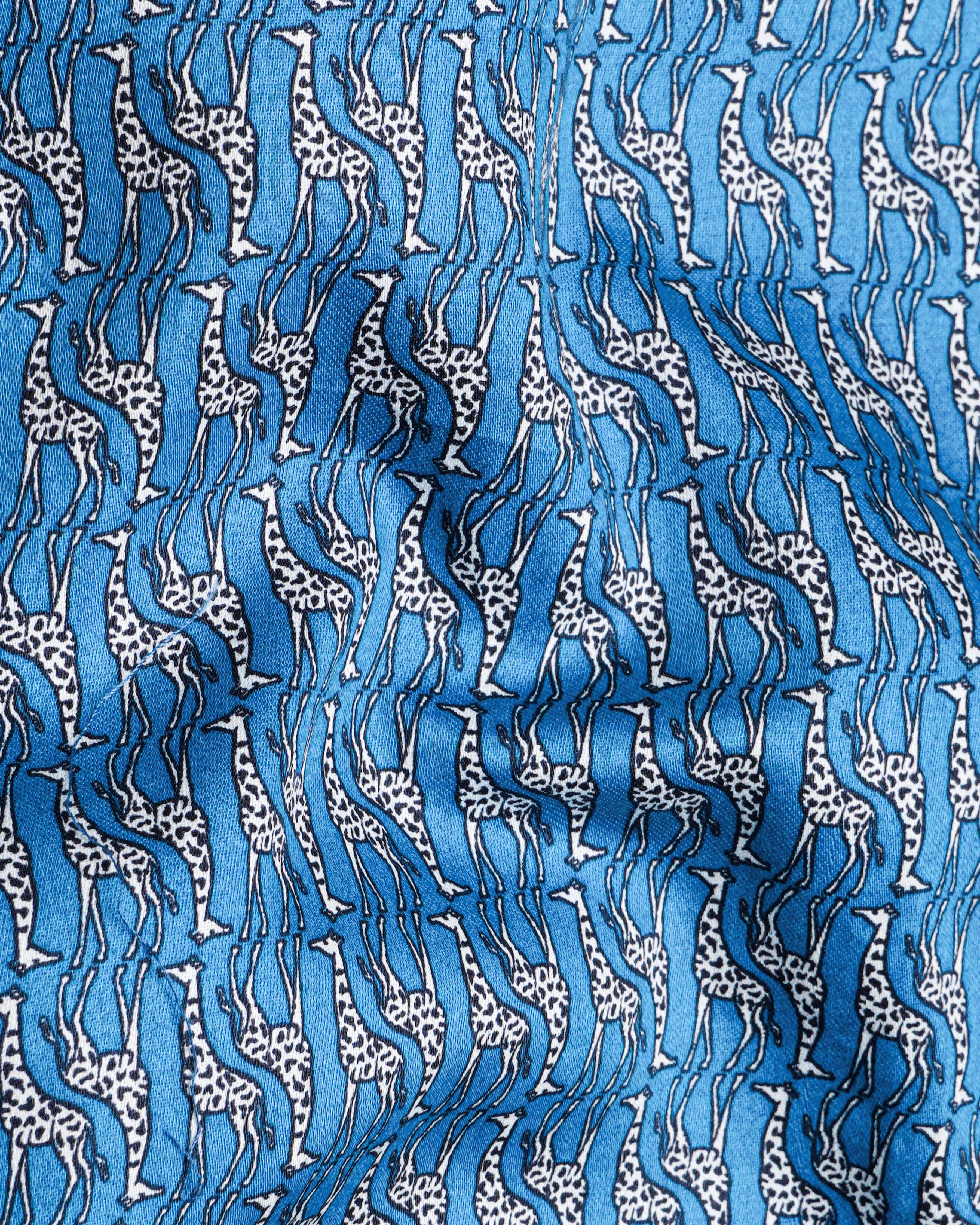 Mackerel Blue Giraffe Printed Super Soft Premium Cotton Shirt 8418-CC-H-38, 8418-CC-H-39, 8418-CC-H-40, 8418-CC-H-42, 8418-CC-H-44, 8418-CC-H-46, 8418-CC-H-48, 8418-CC-H-50, 8418-CC-H-52 2