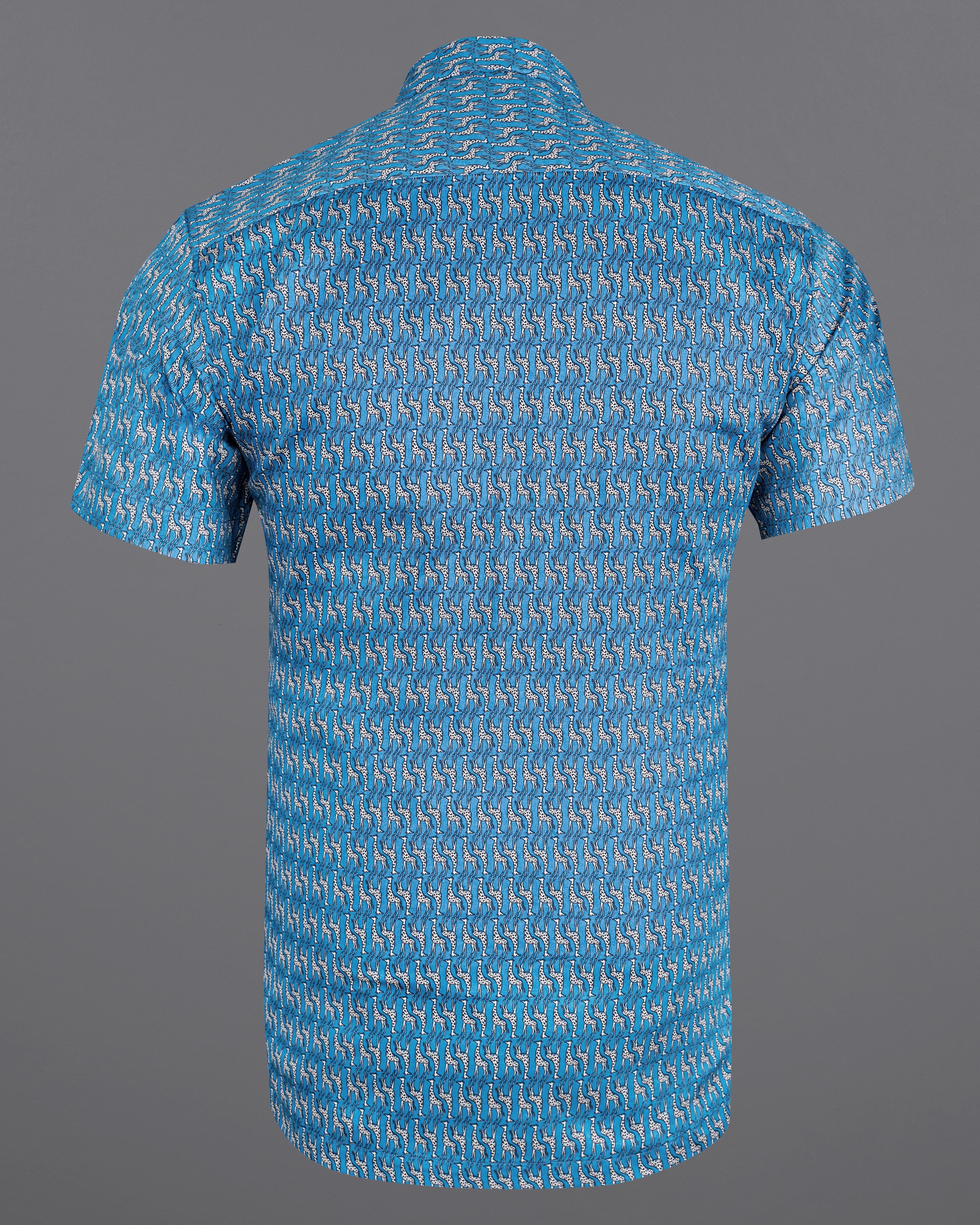 Mackerel Blue Giraffe Printed Super Soft Premium Cotton Shirt 8418-CC-H-38, 8418-CC-H-39, 8418-CC-H-40, 8418-CC-H-42, 8418-CC-H-44, 8418-CC-H-46, 8418-CC-H-48, 8418-CC-H-50, 8418-CC-H-52 2