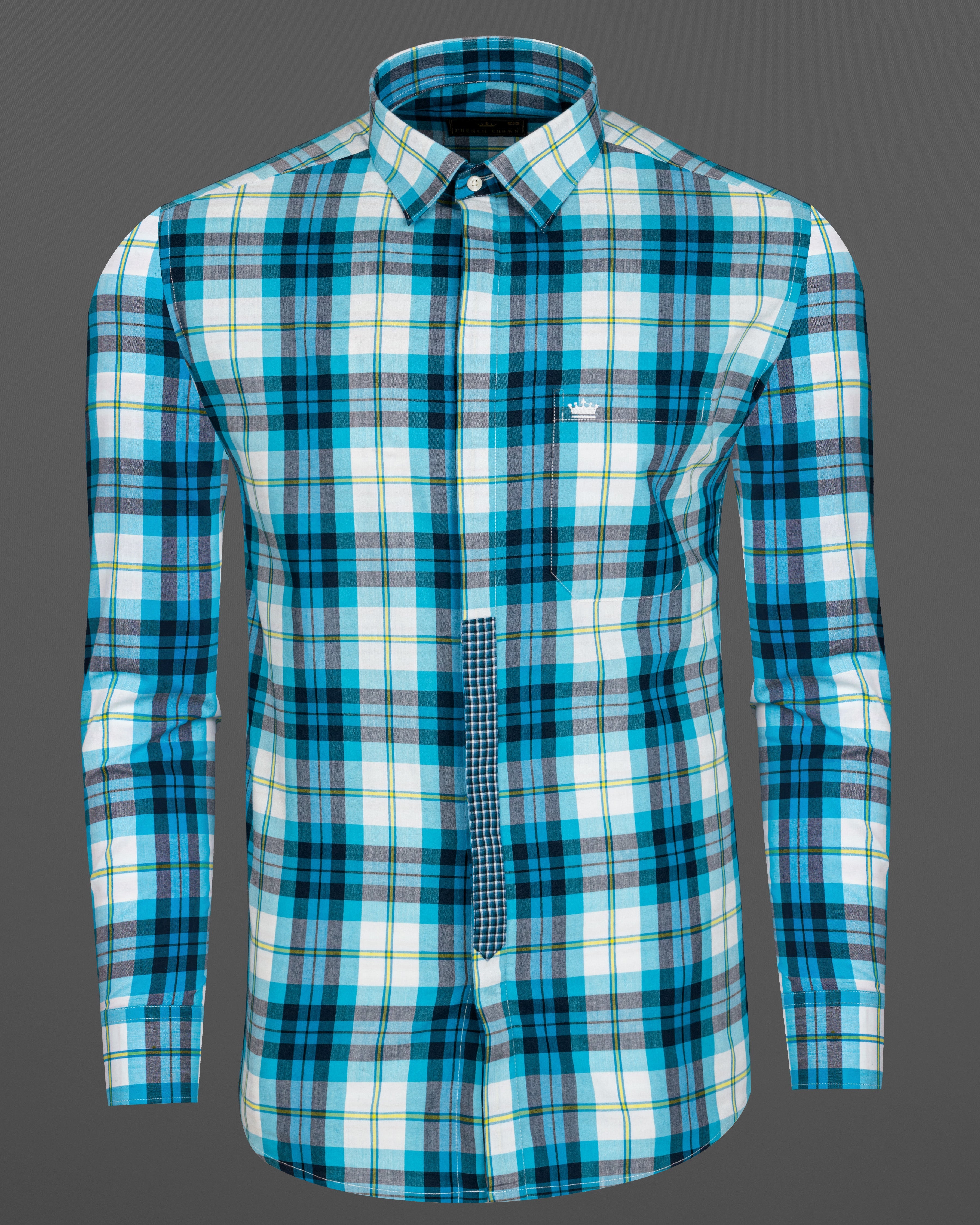 Cerulean Blue with White and Mirage Black Plaid Premium Cotton Designer Shirt 8732-P71-38,8732-P71-H-38,8732-P71-39,8732-P71-H-39,8732-P71-40,8732-P71-H-40,8732-P71-42,8732-P71-H-42,8732-P71-44,8732-P71-H-44,8732-P71-46,8732-P71-H-46,8732-P71-48,8732-P71-H-48,8732-P71-50,8732-P71-H-50,8732-P71-52,8732-P71-H-52