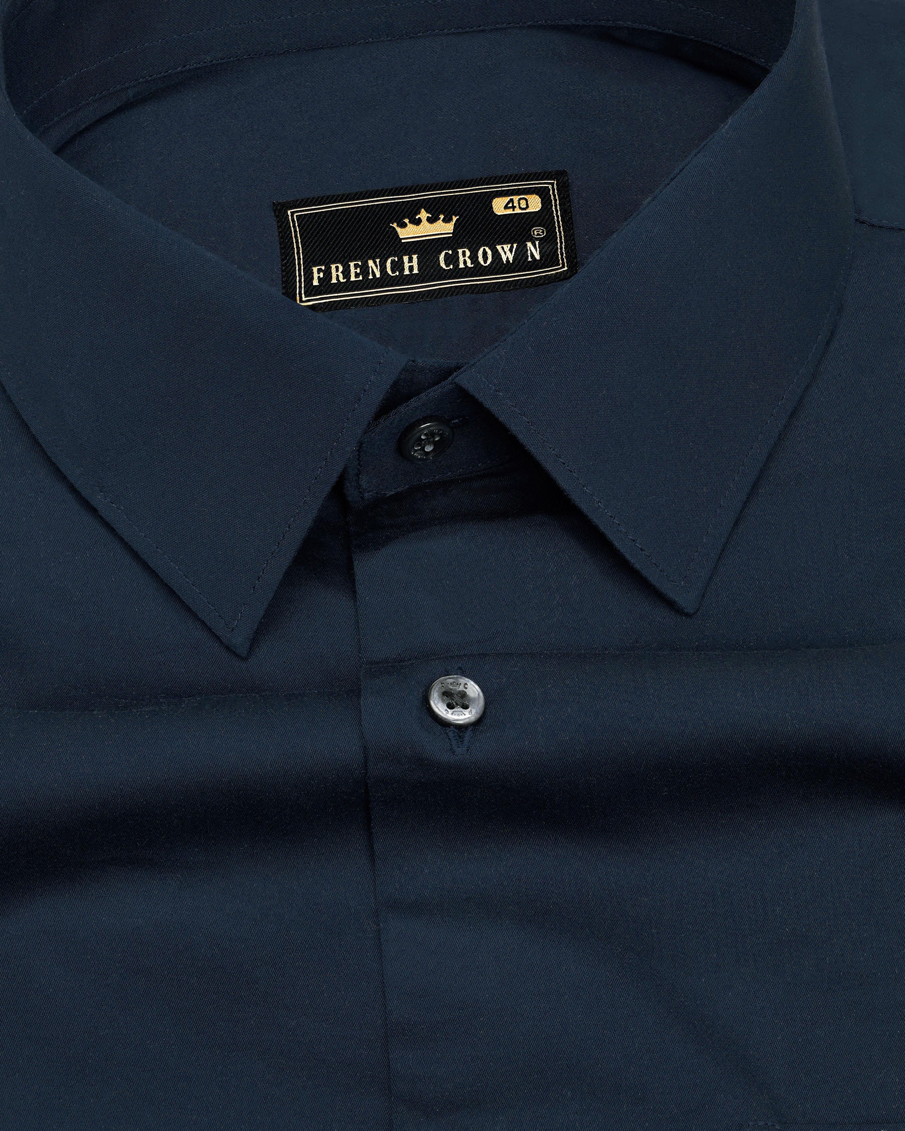 Baltic Sea Navy Blue Subtle Sheen Super Soft Premium Cotton Shirt
