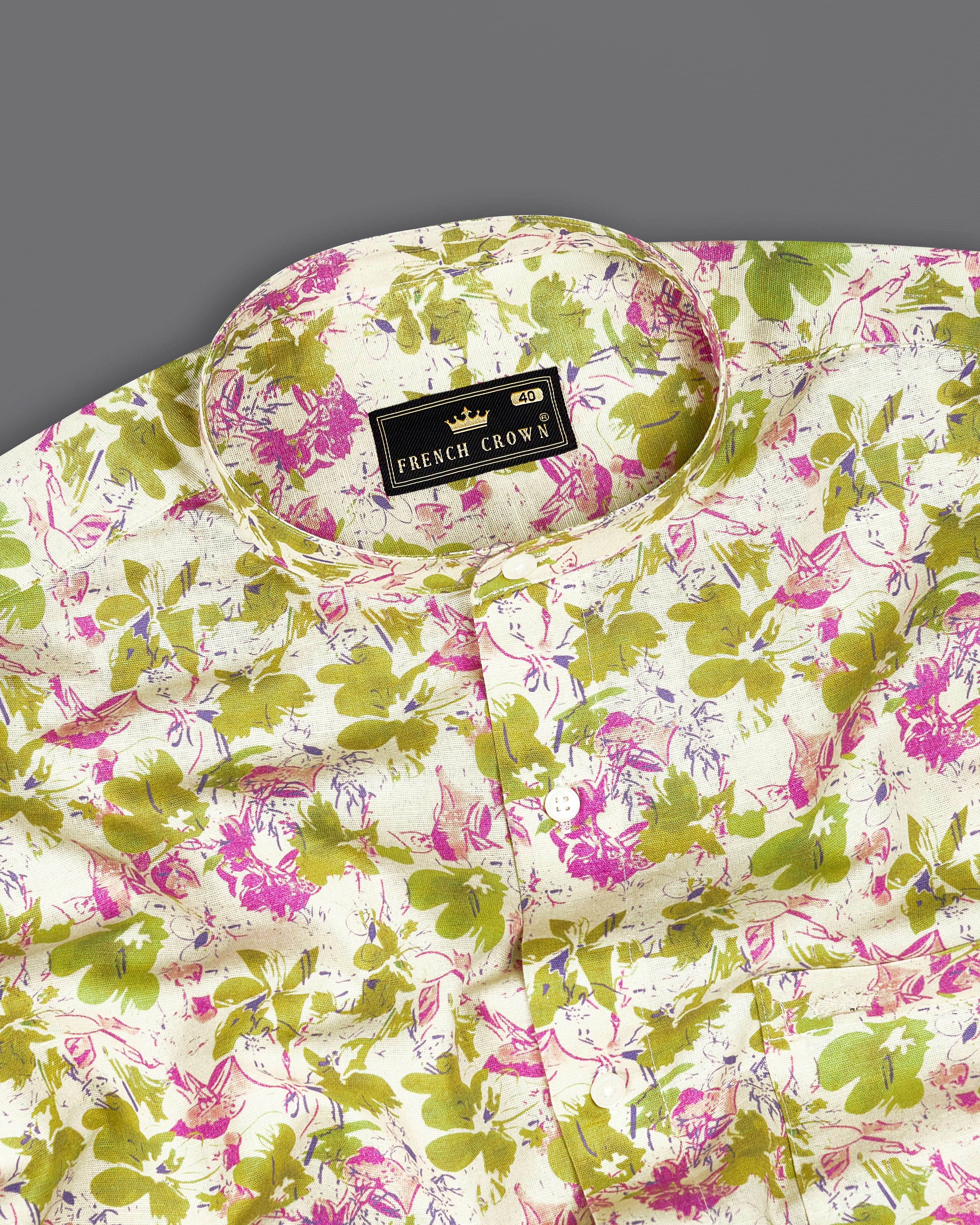Albescent Cream with Alpine Green Multicolour Floral Textured Luxurious Linen Shirt 9171-M-38,9171-M-H-38,9171-M-39,9171-M-H-39,9171-M-40,9171-M-H-40,9171-M-42,9171-M-H-42,9171-M-44,9171-M-H-44,9171-M-46,9171-M-H-46,9171-M-48,9171-M-H-48,9171-M-50,9171-M-H-50,9171-M-52,9171-M-H-52