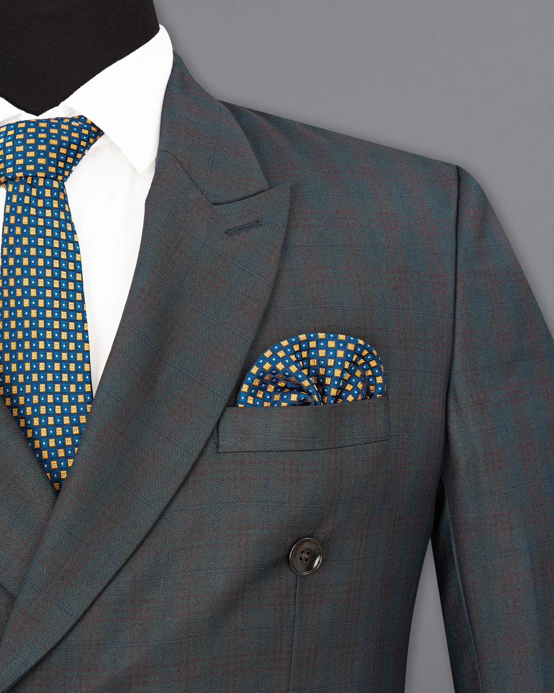 lridium With Emperor Subtle Plaid Double Breasted Blazer BL1890-DB-36,BL1890-DB-38,BL1890-DB-40,BL1890-DB-42,BL1890-DB-44,BL1890-DB-46,BL1890-DB-48,BL1890-DB-50,BL1890-DB-52,BL1890-DB-54,BL1890-DB-56,BL1890-DB-58,BL1890-DB-60