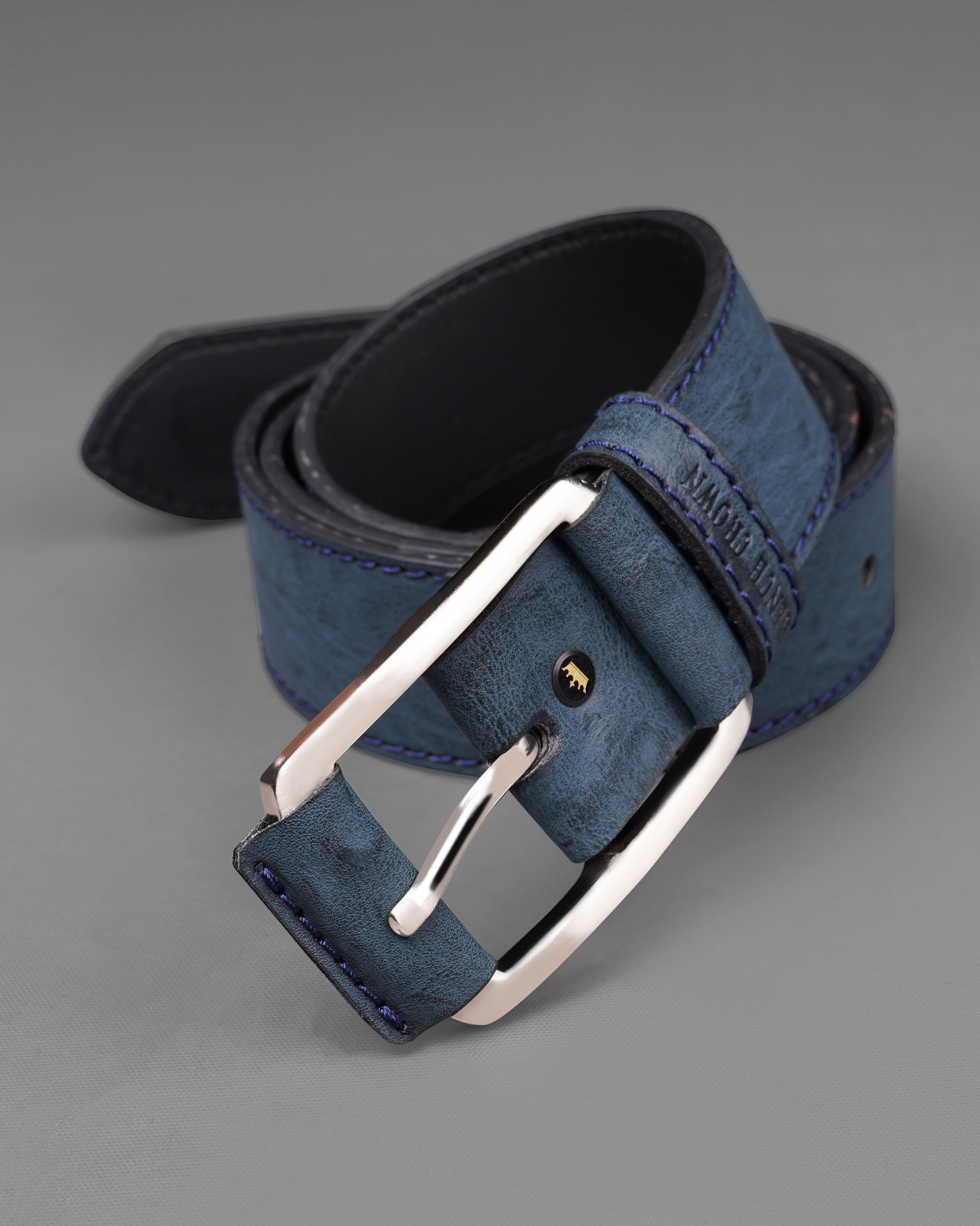 Blue with Metallic Buckle Leather Free Lightweight Handcrafted Belt BT104-28, BT104-30, BT104-32, BT104-34, BT104-36, BT104-38