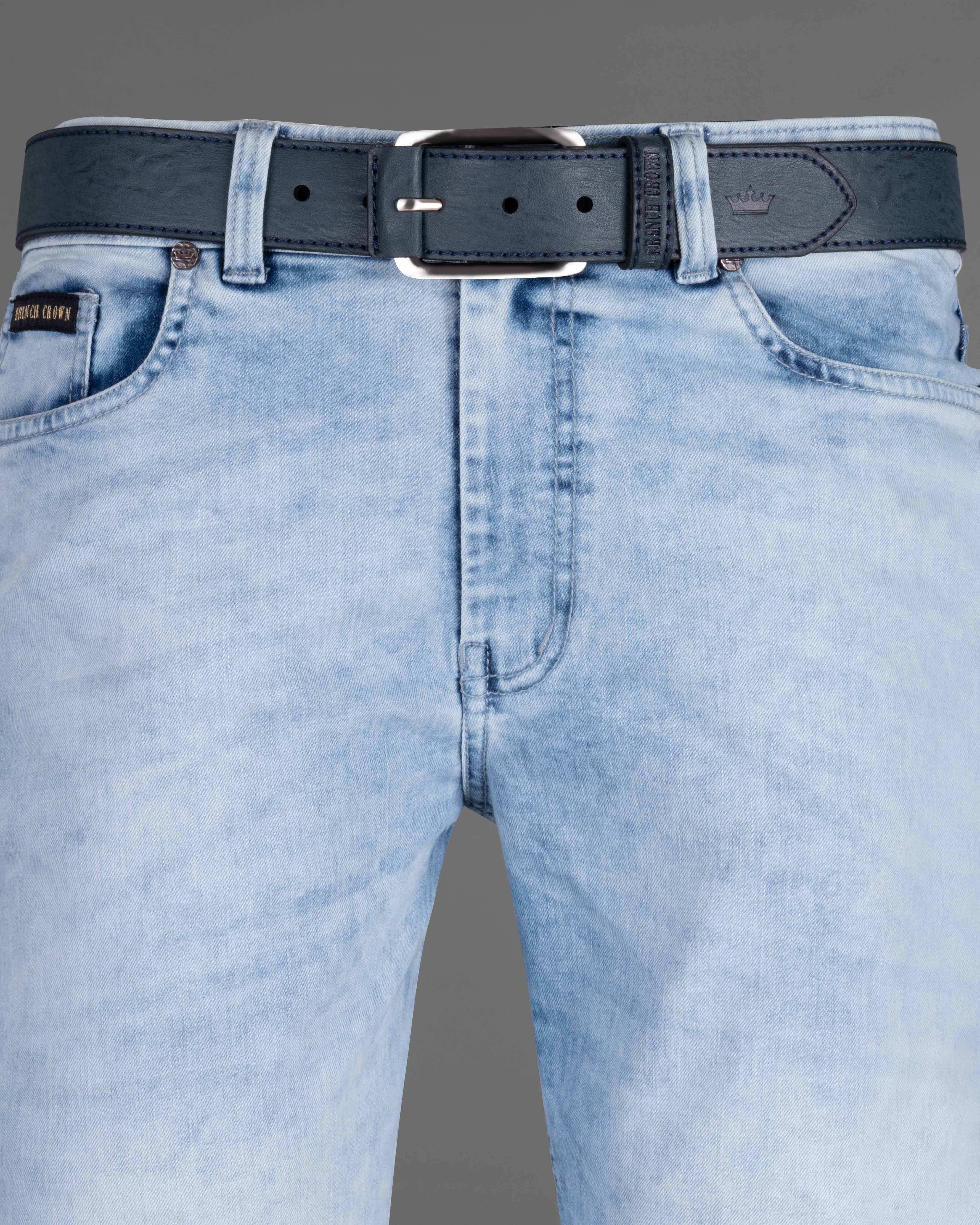 Blue with Metallic Buckle Leather Free Lightweight Handcrafted Belt BT104-28, BT104-30, BT104-32, BT104-34, BT104-36, BT104-38