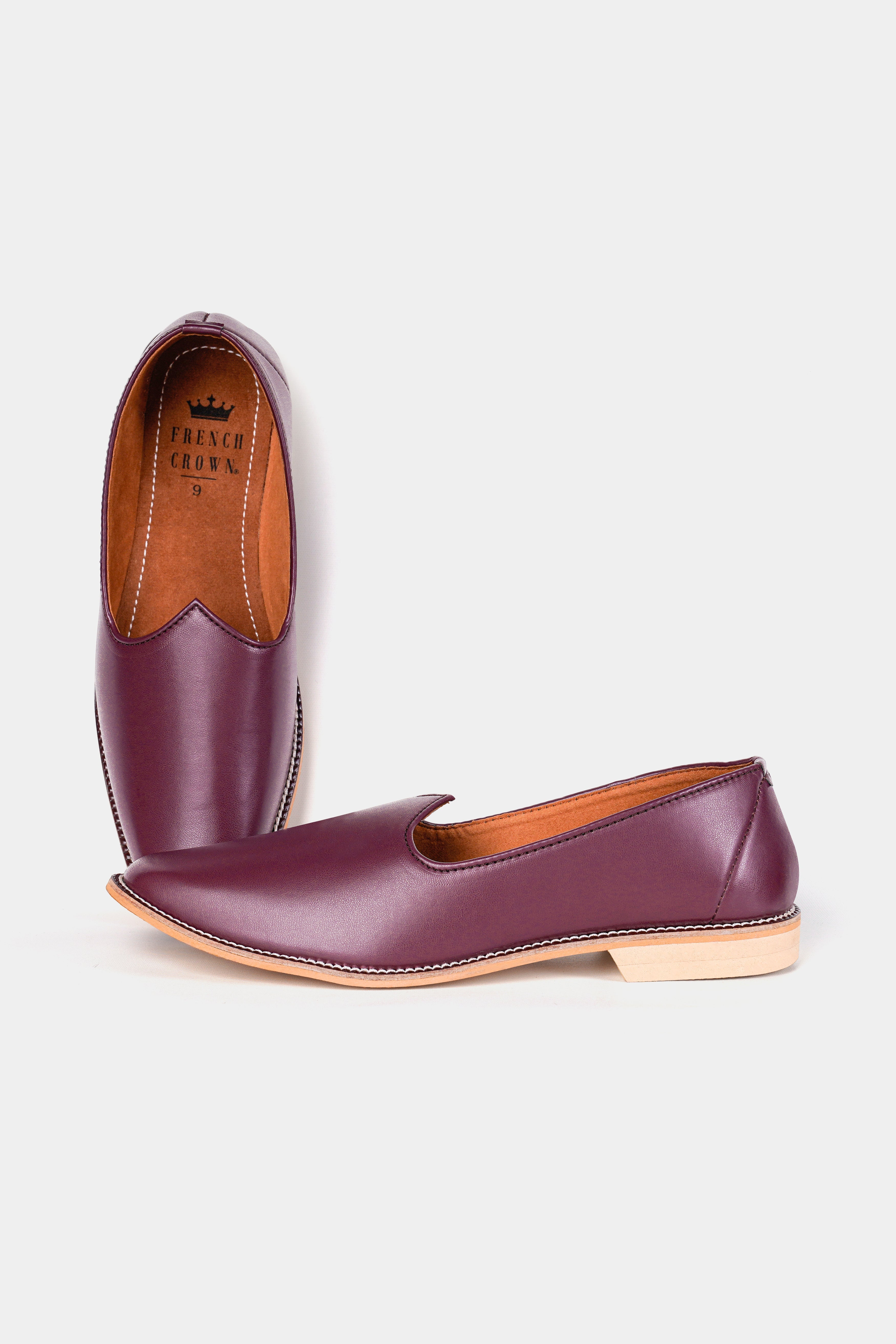 Wine Vegan Leather Hand Stitched Jutis FT140-6, FT140-7, FT140-8, FT140-9, FT140-10, FT140-11