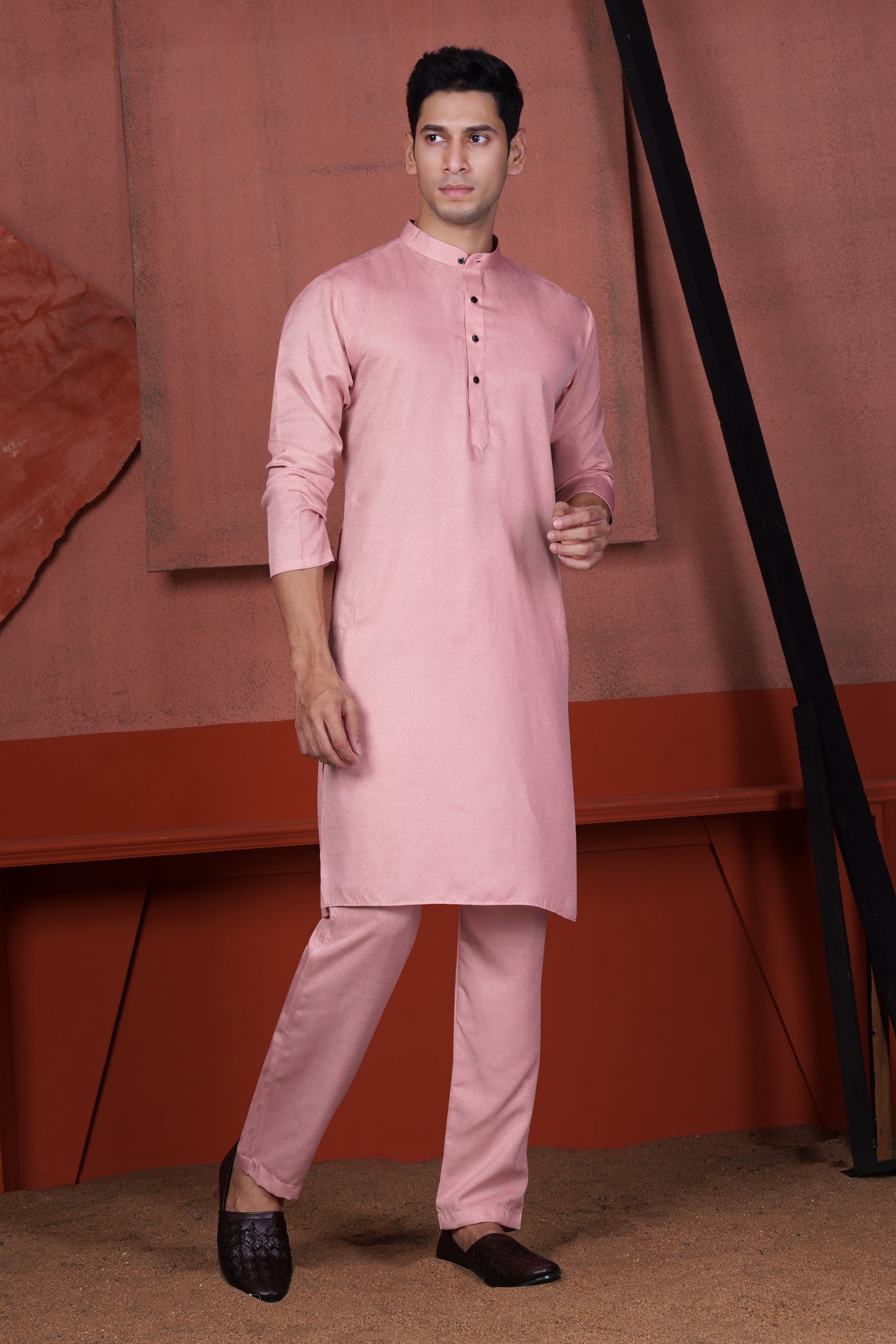 Careys Pink Viscose Kurta Set