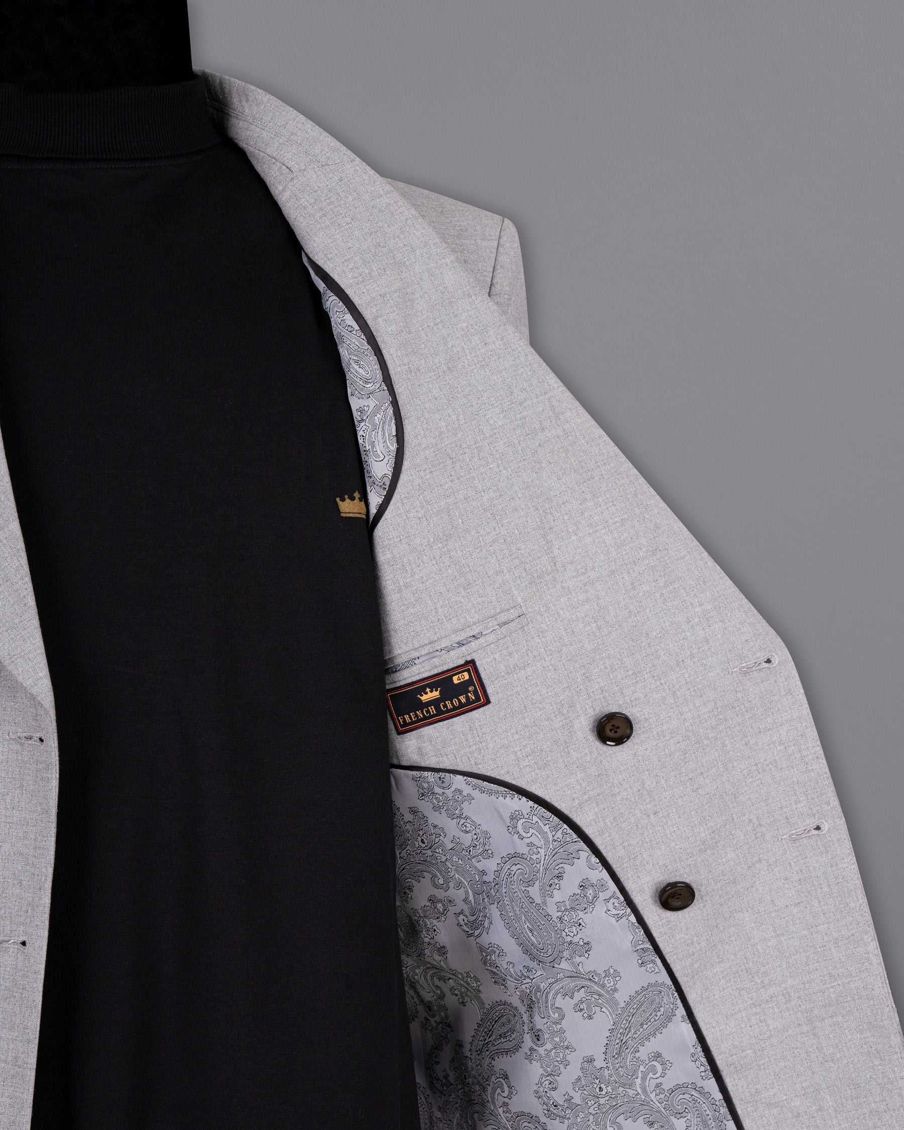 French Gray DouSTe-Breasted Wool Rich Sport Suit ST1495-DB-PP-36, ST1495-DB-PP-38, ST1495-DB-PP-40, ST1495-DB-PP-42, ST1495-DB-PP-44, ST1495-DB-PP-46, ST1495-DB-PP-48, ST1495-DB-PP-50, ST1495-DB-PP-52, ST1495-DB-PP-54, ST1495-DB-PP-56, ST1495-DB-PP-58, ST1495-DB-PP-60