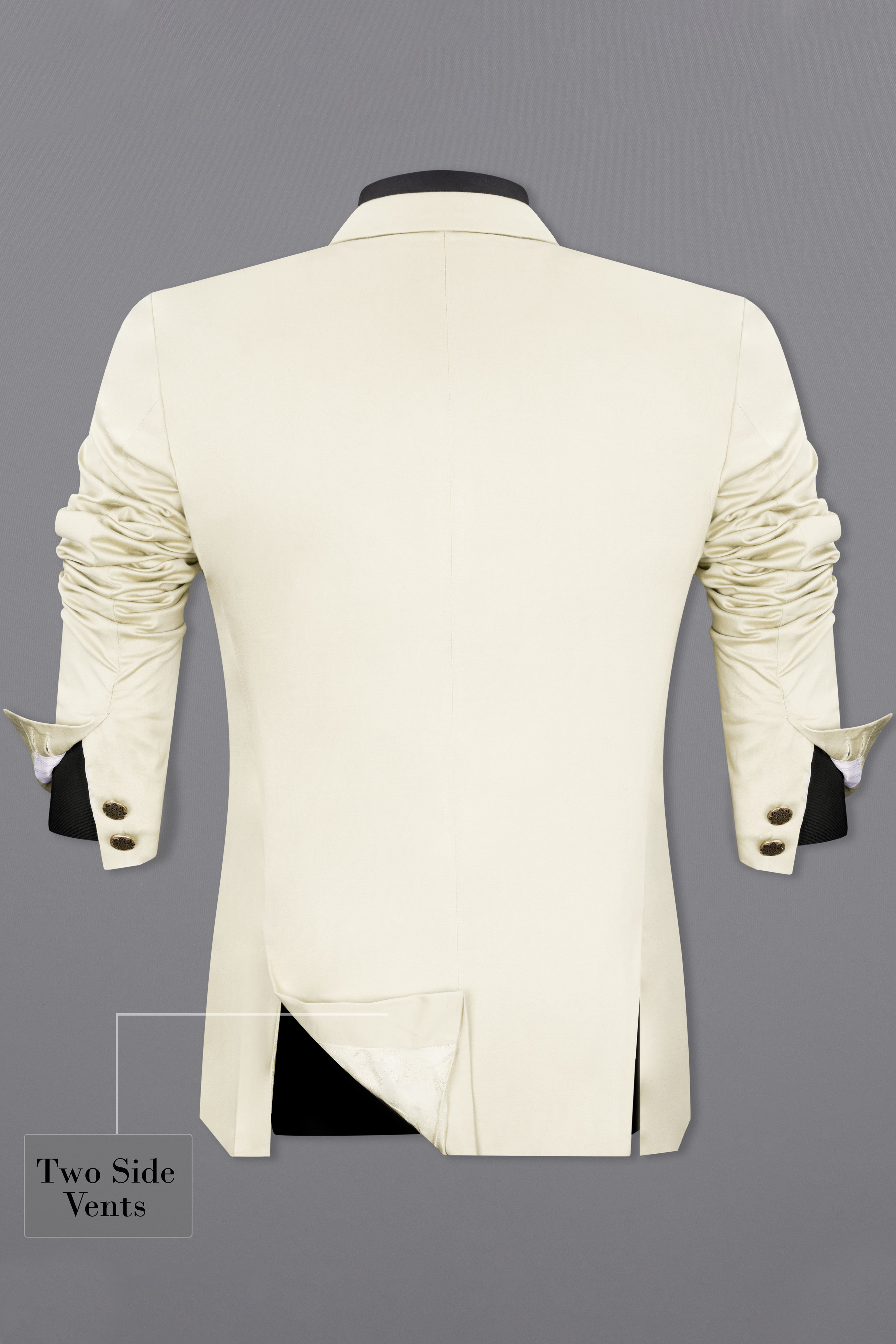 Merino Cream Cross Placket Bandhgala Premium Cotton Stretchable traveler Suit