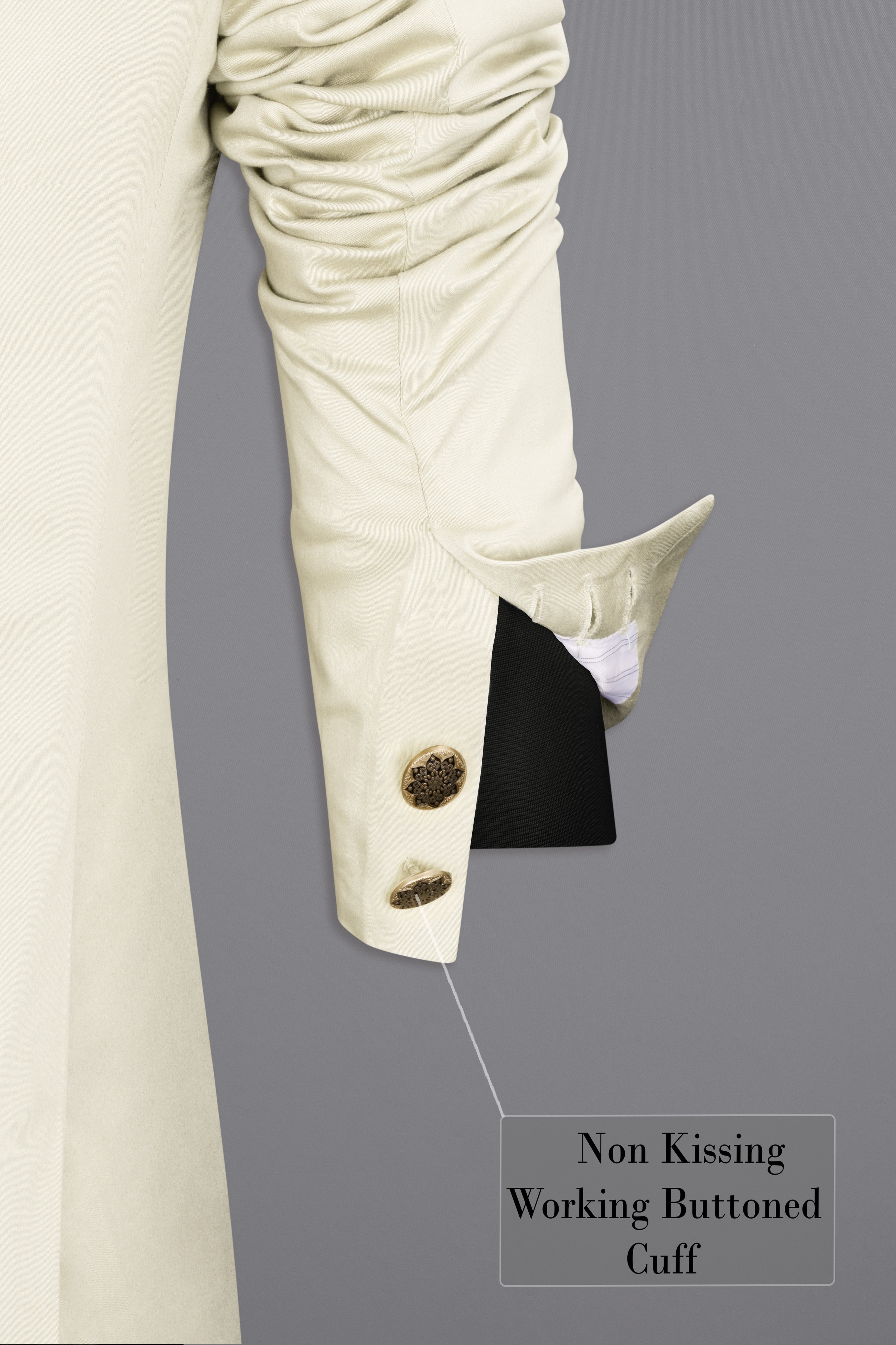 Merino Cream Cross Placket Bandhgala Premium Cotton Stretchable traveler Suit