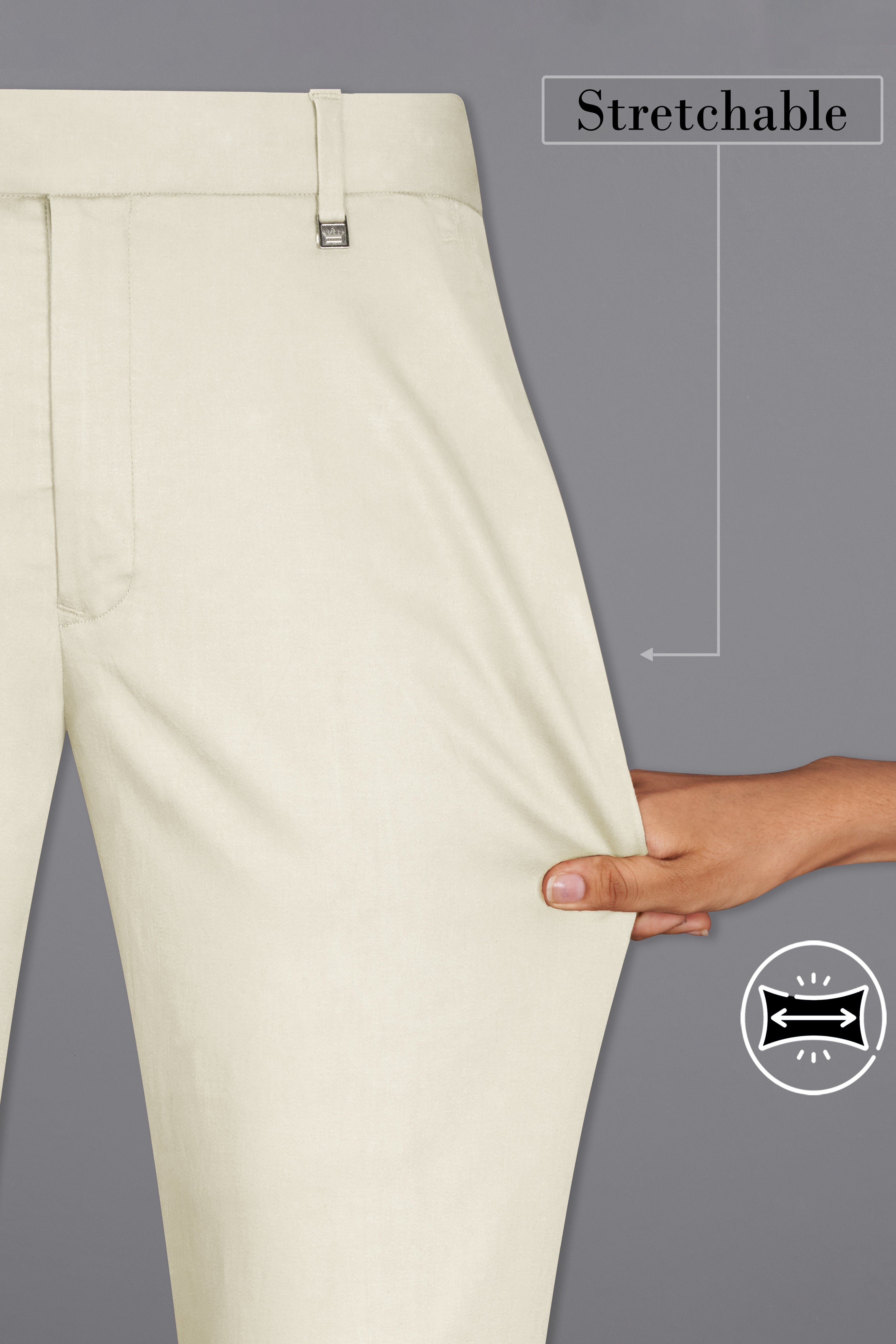 Merino Cream Cross Placket Bandhgala Premium Cotton Stretchable traveler Suit
