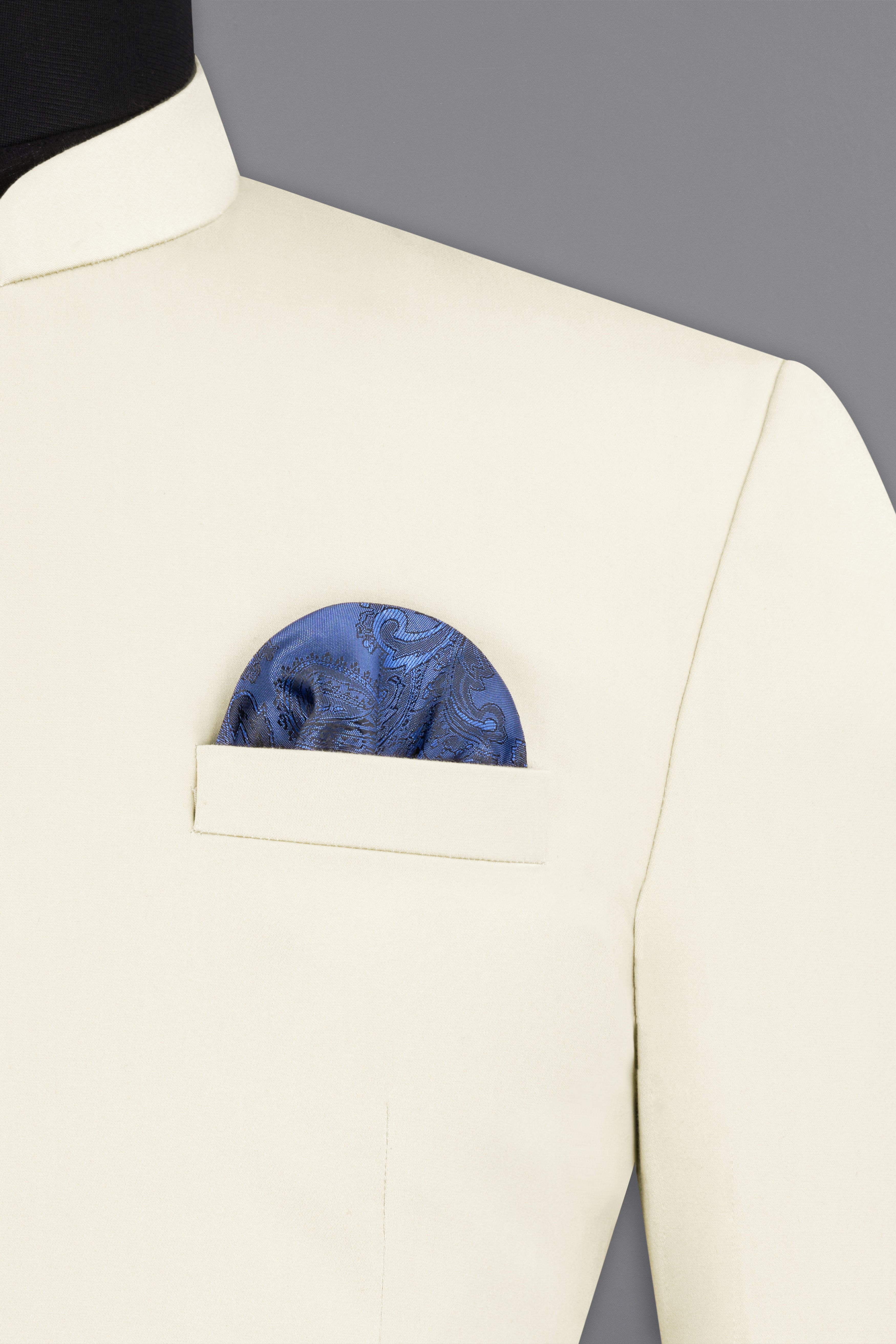 Merino Cream Cross Placket Bandhgala Premium Cotton Stretchable traveler Suit