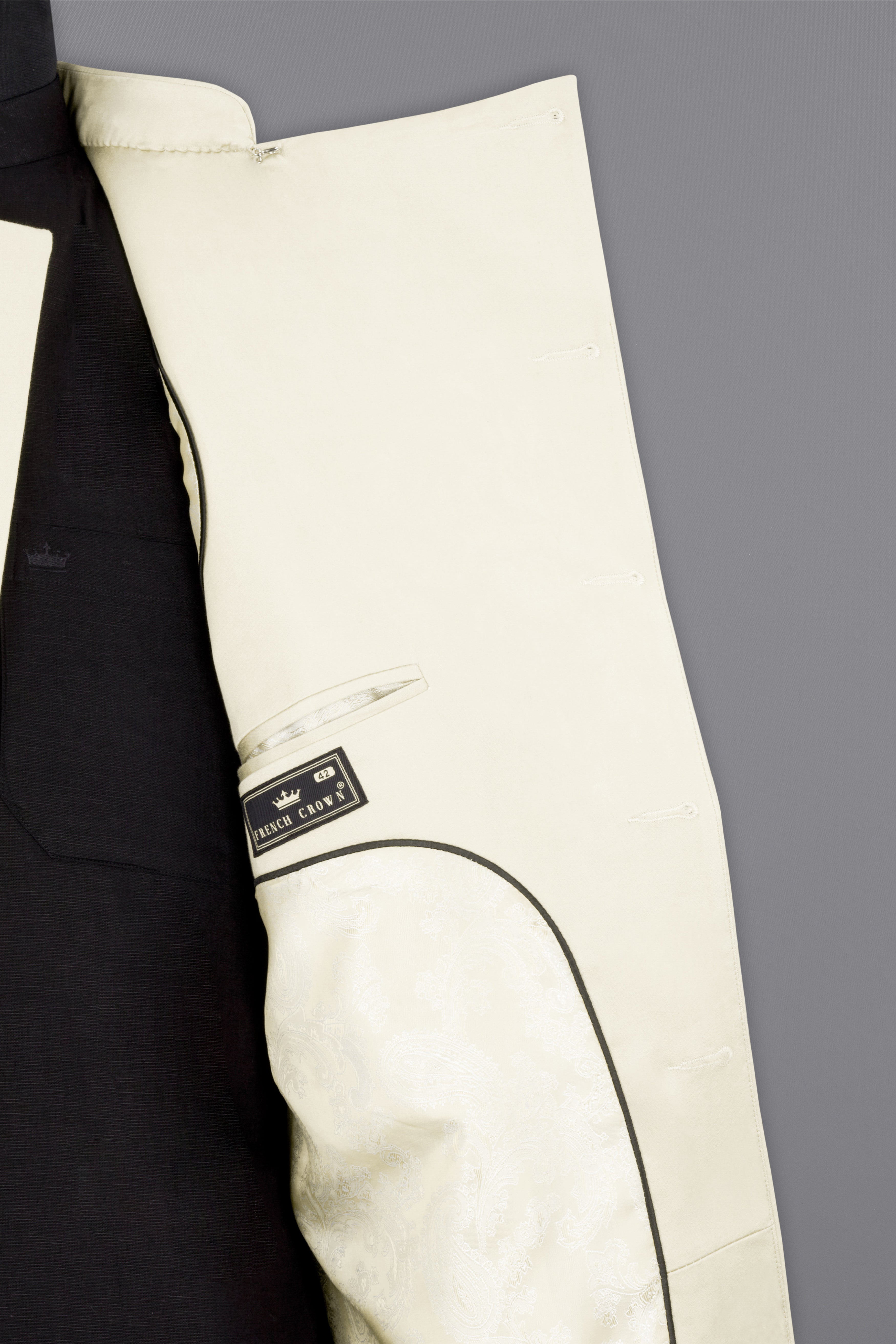 Merino Cream Cross Placket Bandhgala Premium Cotton Stretchable traveler Suit