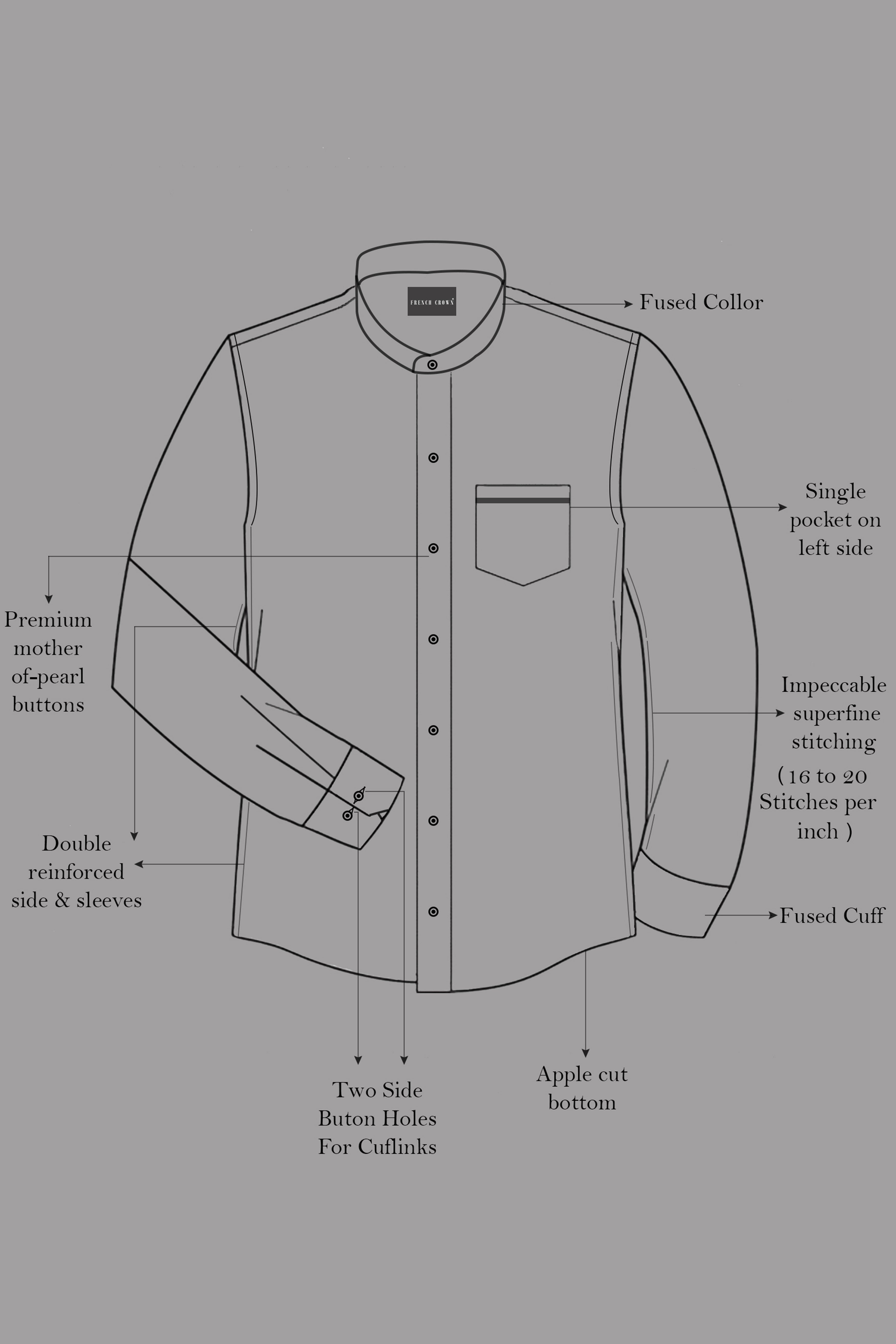 Timberwolf Gray with White Printed Super Soft Premium Cotton Shirt