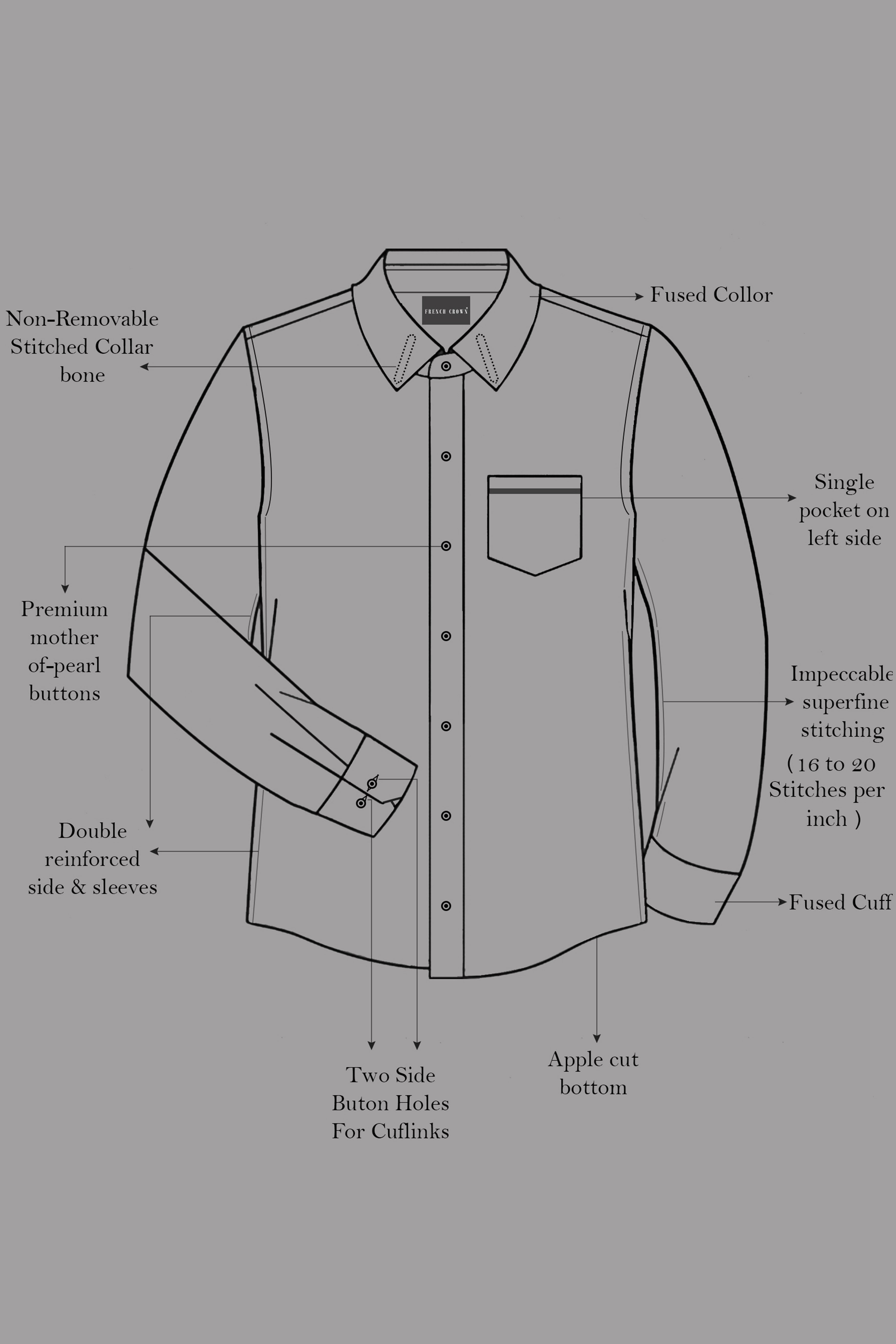 Kangaroo Gray Dobby Textured Premium Giza Cotton Shirt