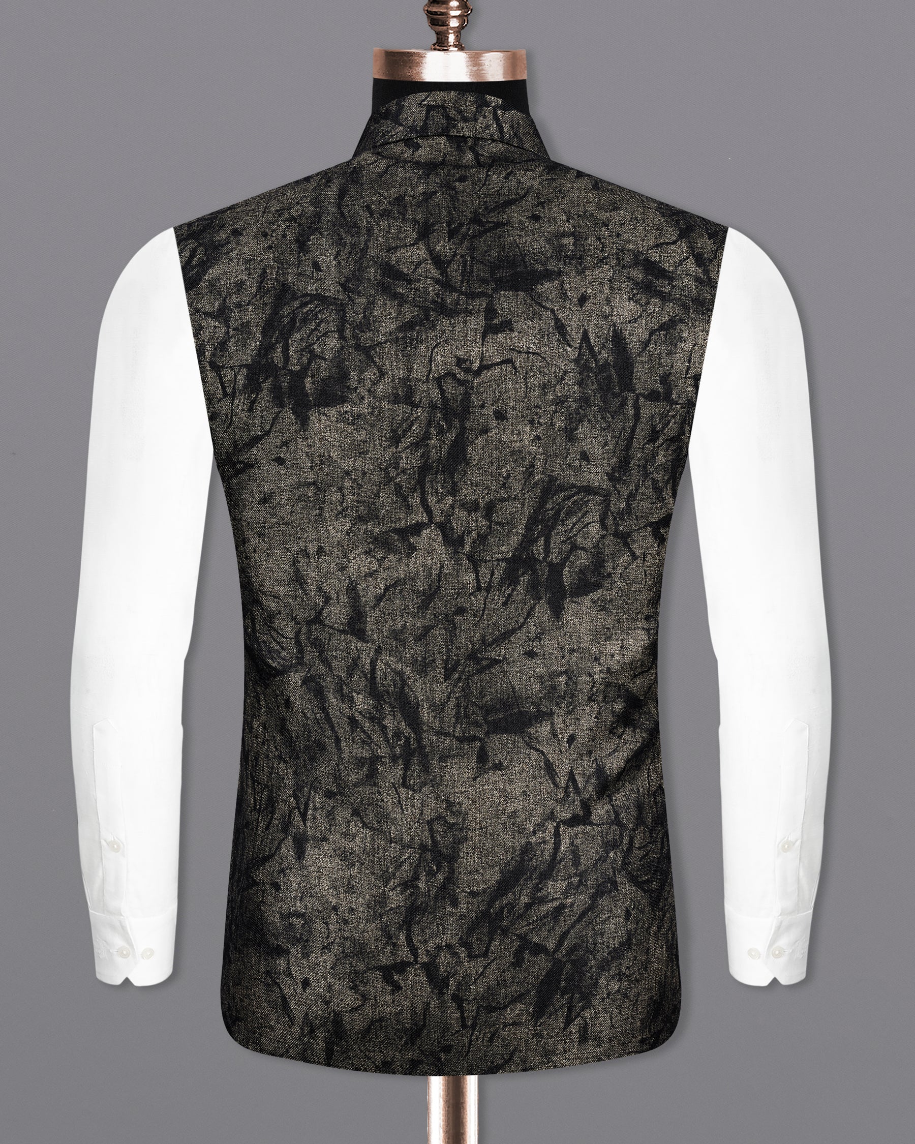 Bronco Brown with Rangoon printed Designer Nehru Jacket WC2175-36, WC2175-38, WC2175-40, WC2175-42, WC2175-44, WC2175-46, WC2175-48, WC2175-50, WC2175-52, WC2175-54, WC2175-56, WC2175-58, WC2175-60