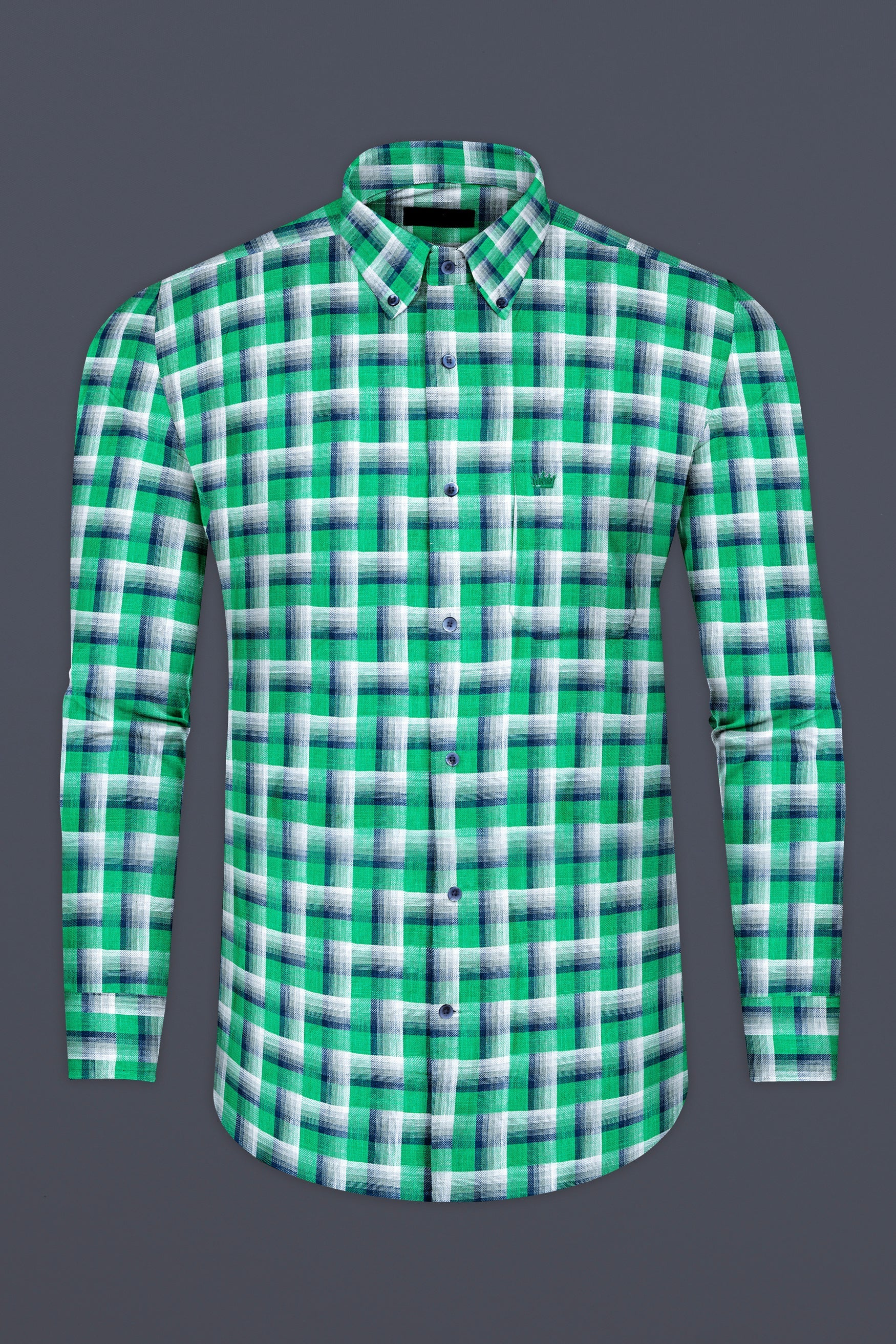 Acapulco Green and Bright White Twill Premium Cotton Shirt