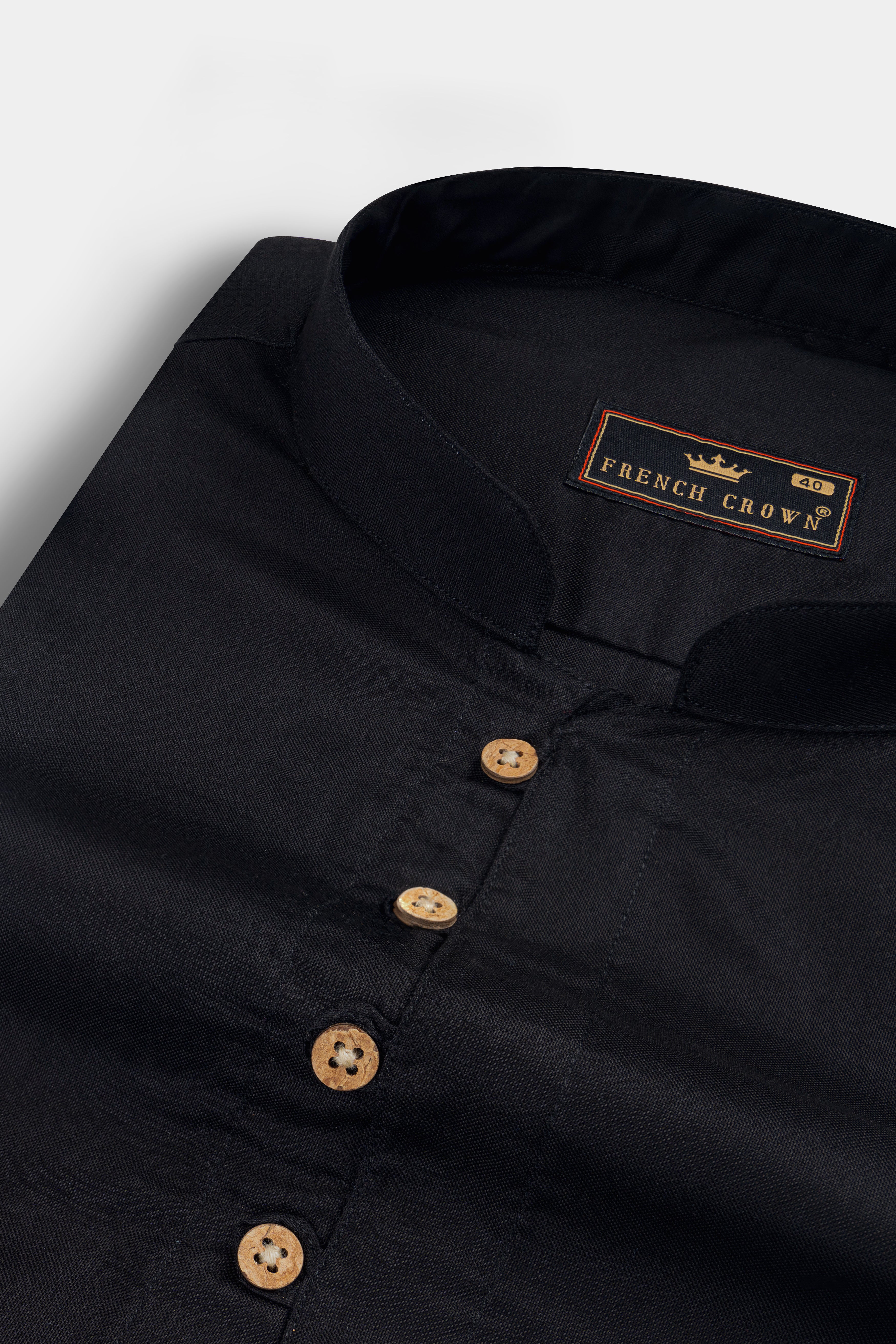 Jade Black Premium Cotton Kurta Shirt