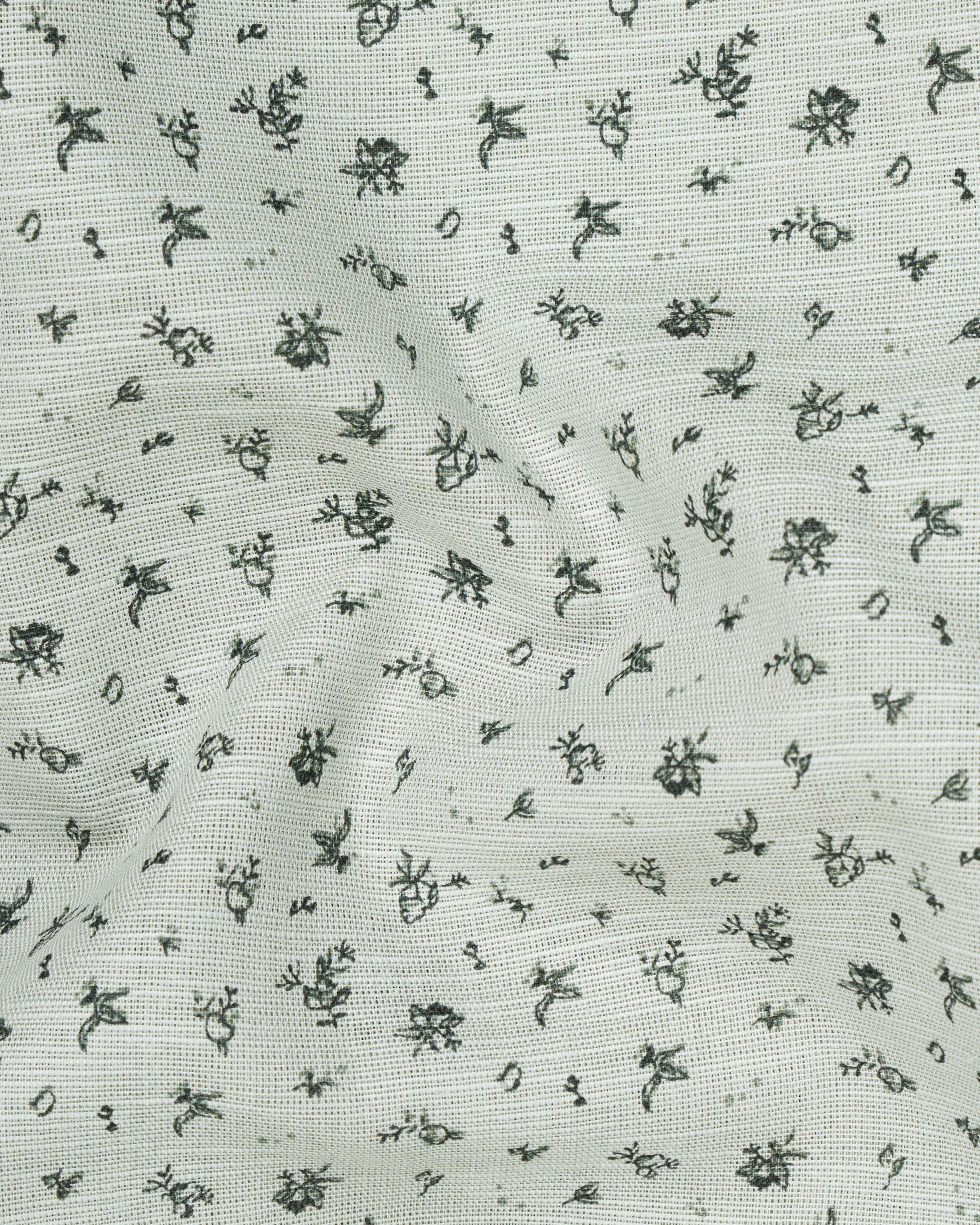 Pumice Green Ditsy Printed Luxurious Linen Shirt  8777-M-38,8777-M-H-38,8777-M-39,8777-M-H-39,8777-M-40,8777-M-H-40,8777-M-42,8777-M-H-42,8777-M-44,8777-M-H-44,8777-M-46,8777-M-H-46,8777-M-48,8777-M-H-48,8777-M-50,8777-M-H-50,8777-M-52,8777-M-H-52
