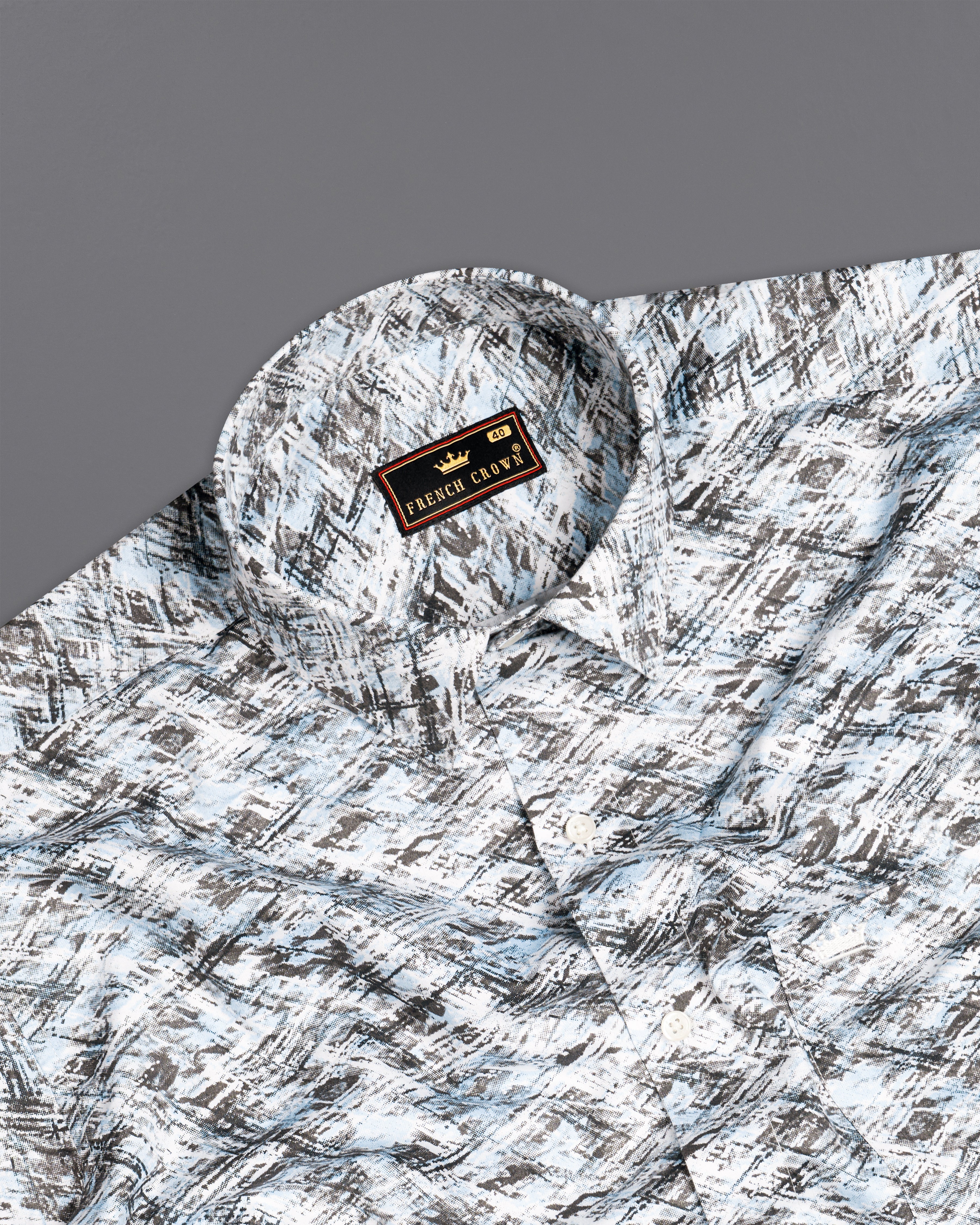 Bright White and Gainsboro Blue Marble Printed Super Soft Premium Cotton Shirt 9919-38, 9919-H-38, 9919-39, 9919-H-39, 9919-40, 9919-H-40, 9919-42, 9919-H-42, 9919-44, 9919-H-44, 9919-46, 9919-H-46, 9919-48, 9919-H-48, 9919-50, 9919-H-50, 9919-52, 9919-H-52
