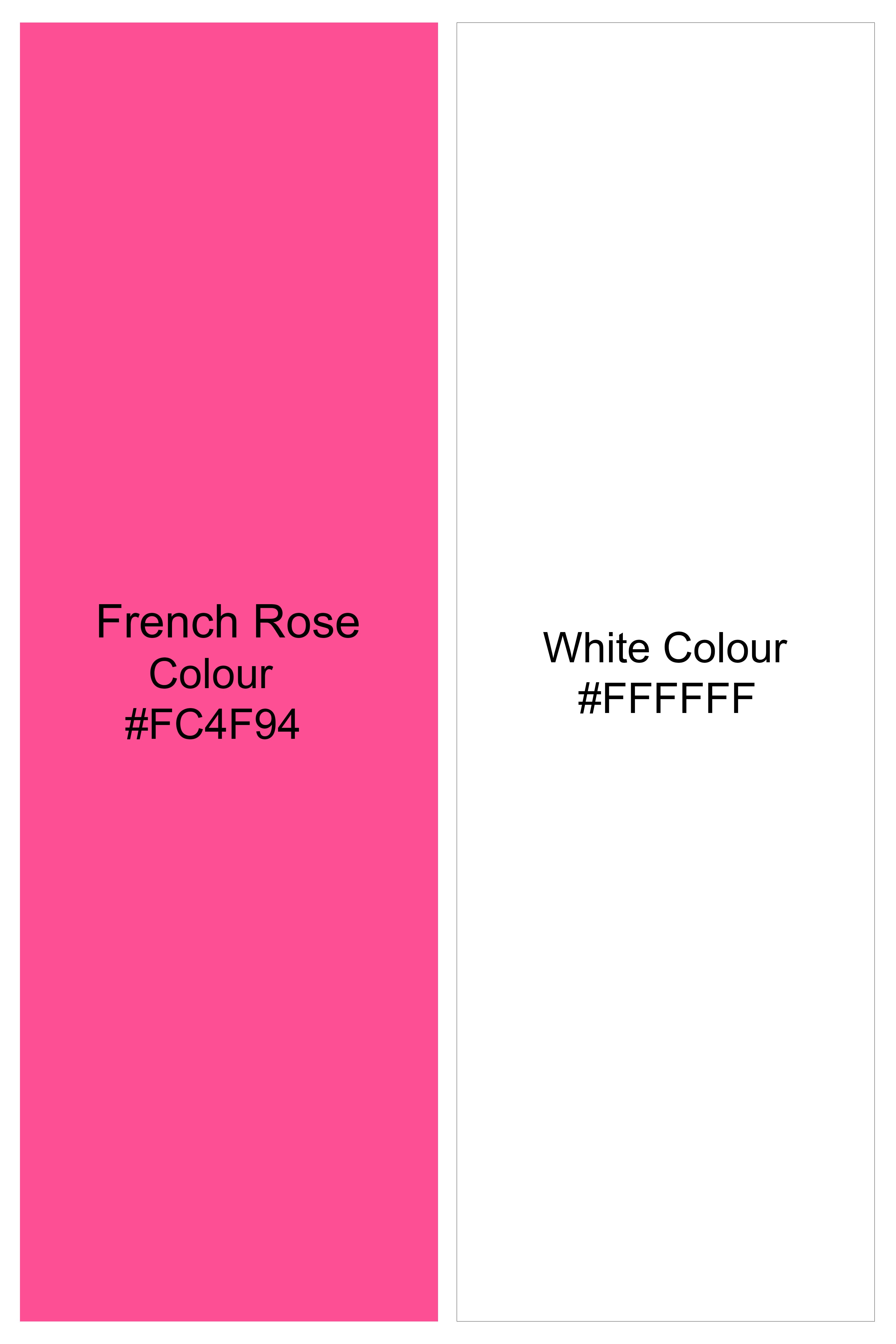 French Rose Pink And  Bright White Designer Embroidered Cross Placket Bandhgala Jodhpuri