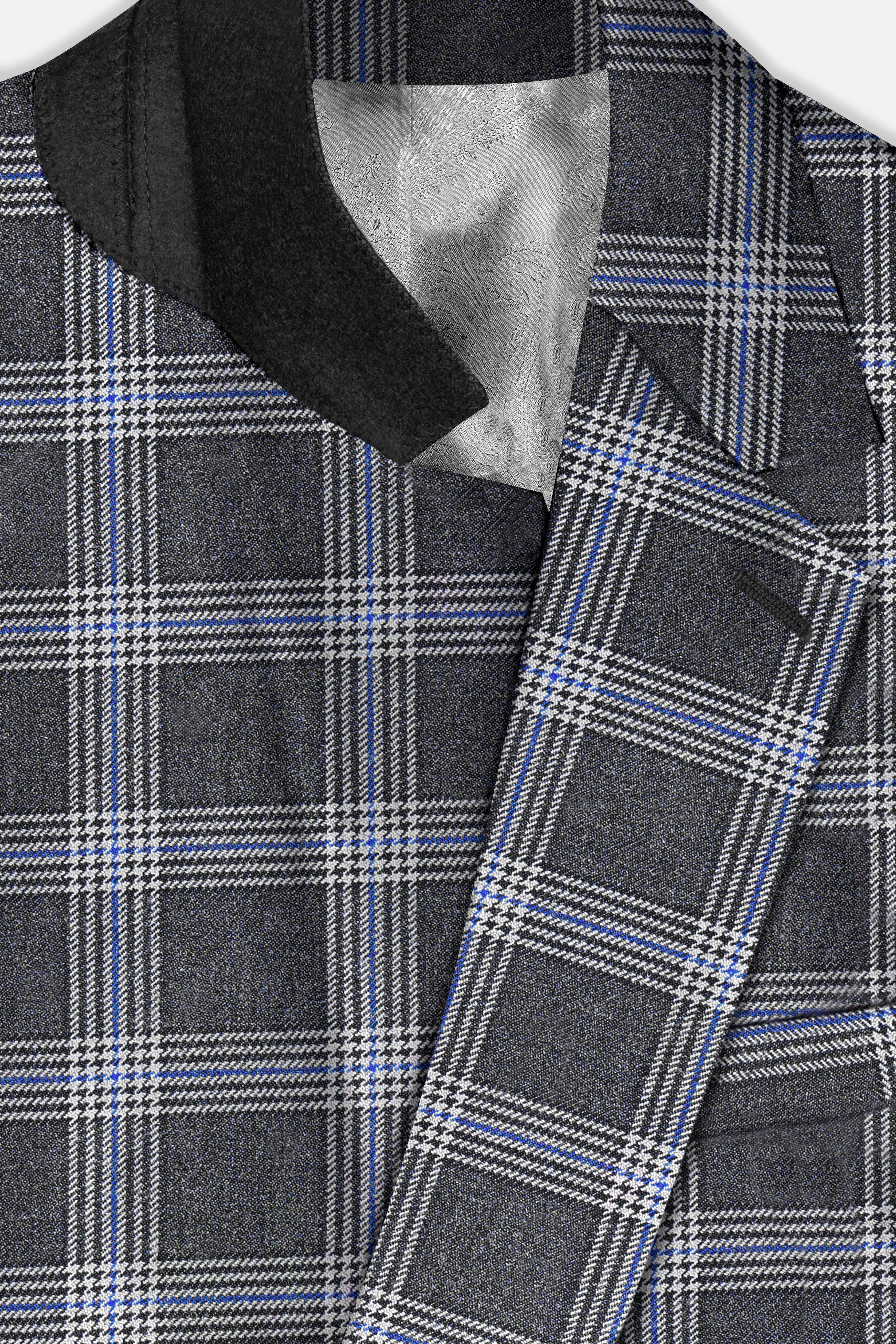 Iridium Gray Plaid Tweed Blazer