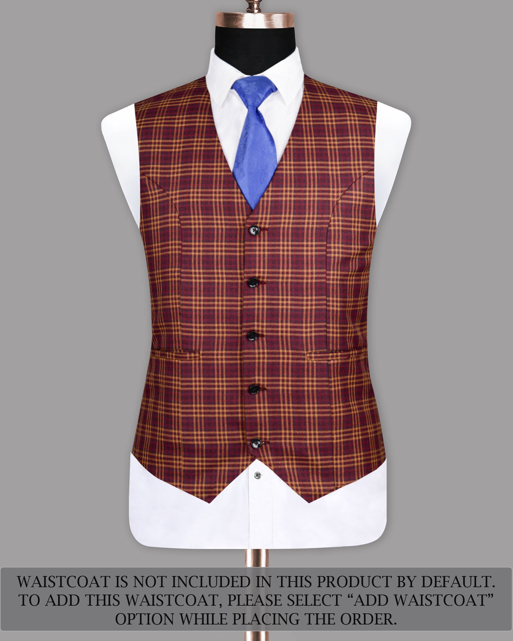Burgundy Plaid Double Breasted Sports Suit