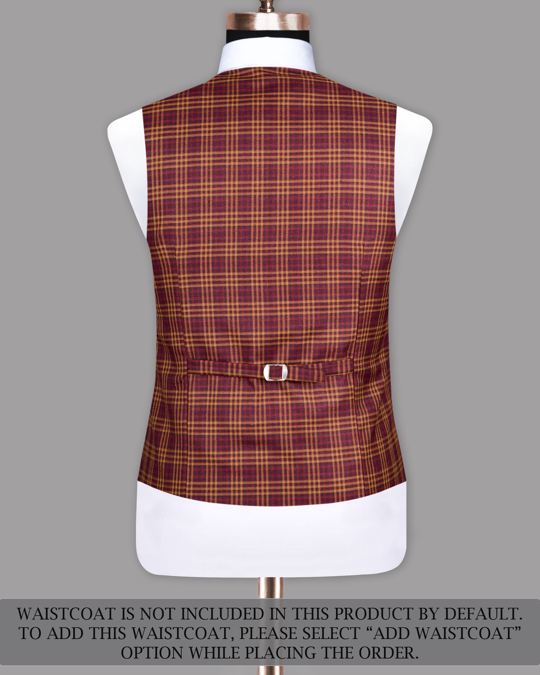 Burgundy Plaid Double Breasted Sports Suit