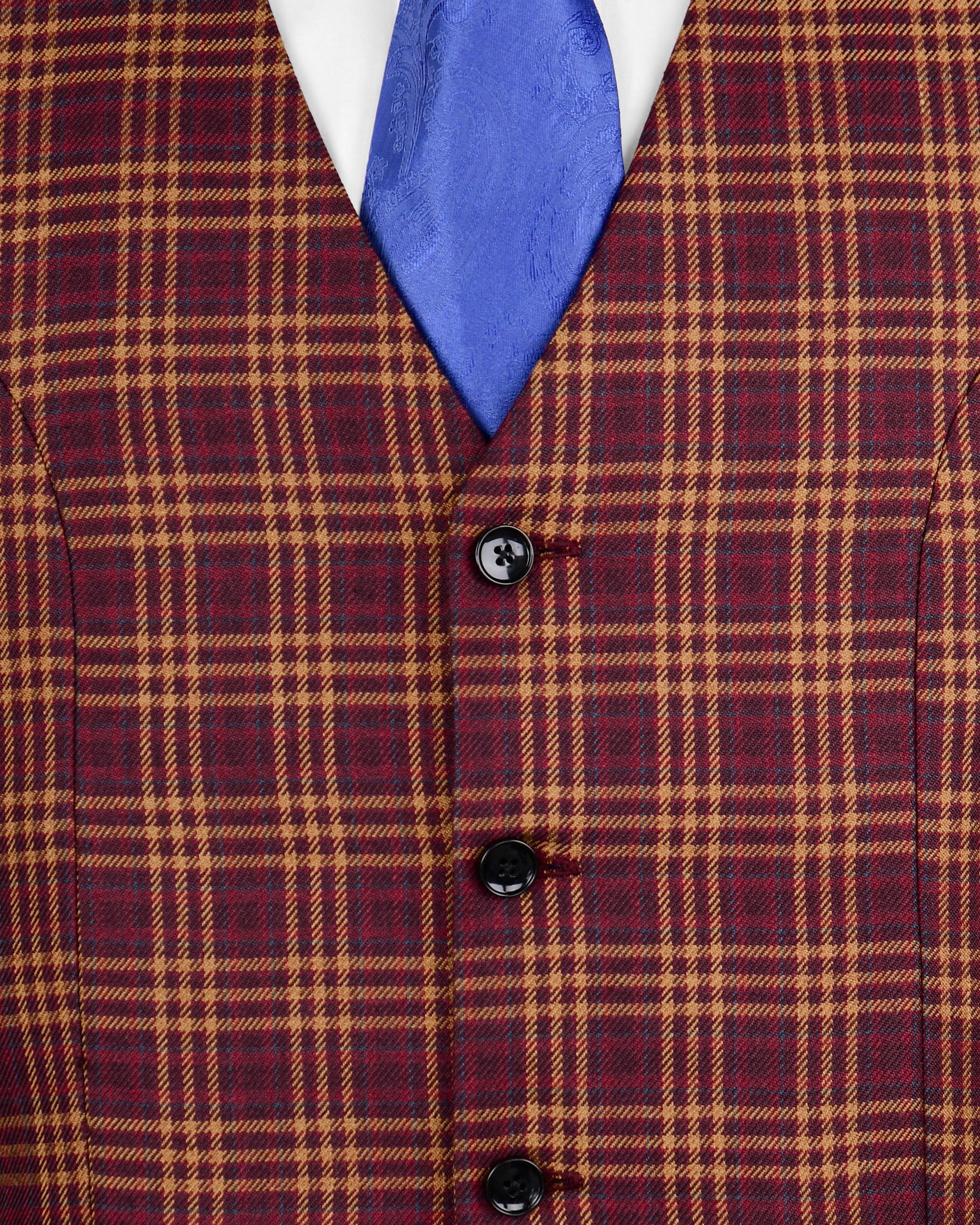 Burgundy Plaid Double Breasted Sports Suit