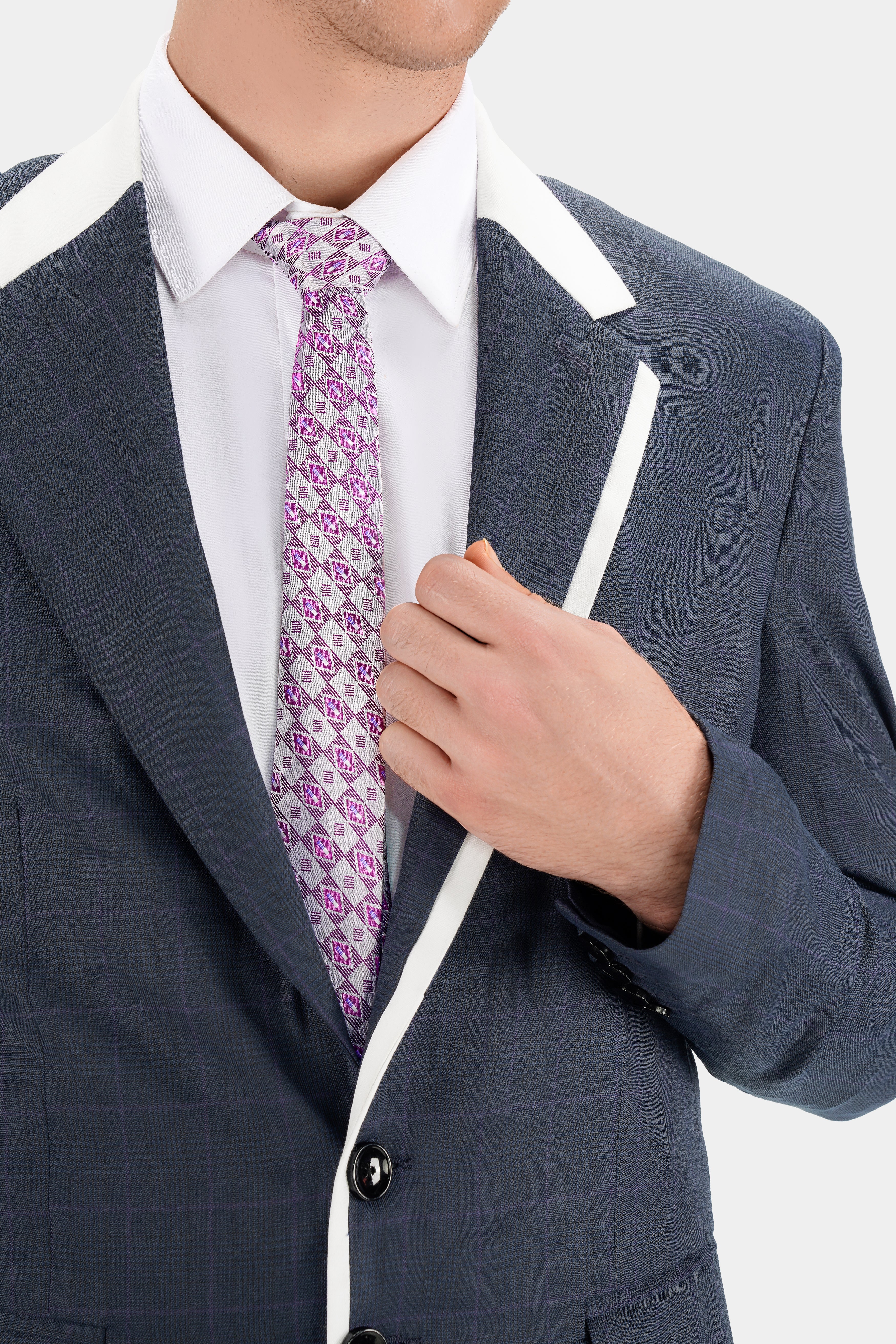 Baltic Blue with White Piping Work and Checkered Wool Rich Designer Suit ST2737-SB-D84-36, ST2737-SB-D84-38, ST2737-SB-D84-40, ST2737-SB-D84-42, ST2737-SB-D84-44, ST2737-SB-D84-46, ST2737-SB-D84-48, ST2737-SB-D84-50, ST2737-SB-D84-52, ST2737-SB-D84-54, ST2737-SB-D84-56, ST2737-SB-D84-58, ST2737-SB-D84-60