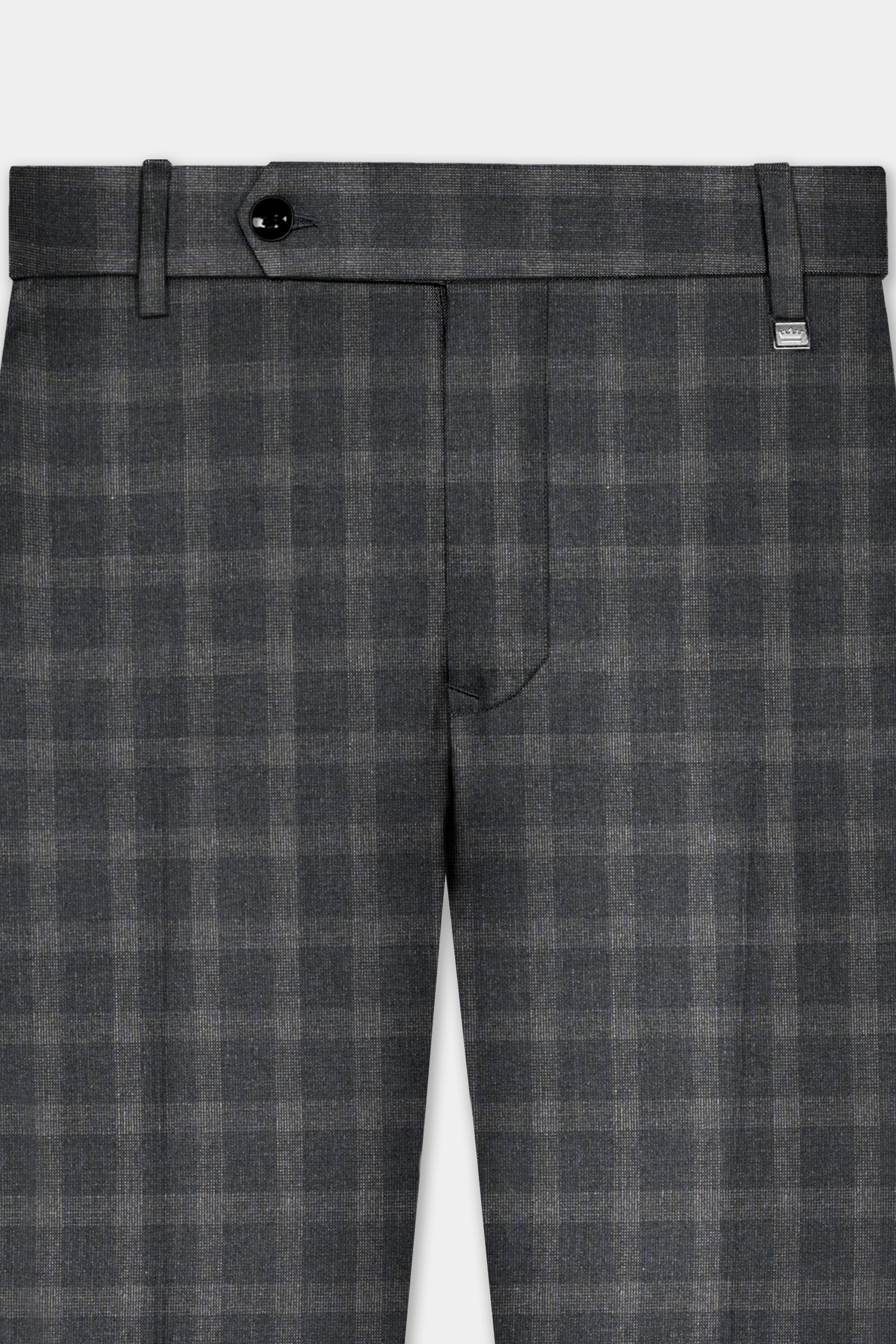 Gravel Gray Checkered Wool Blend Single Breasted Suit