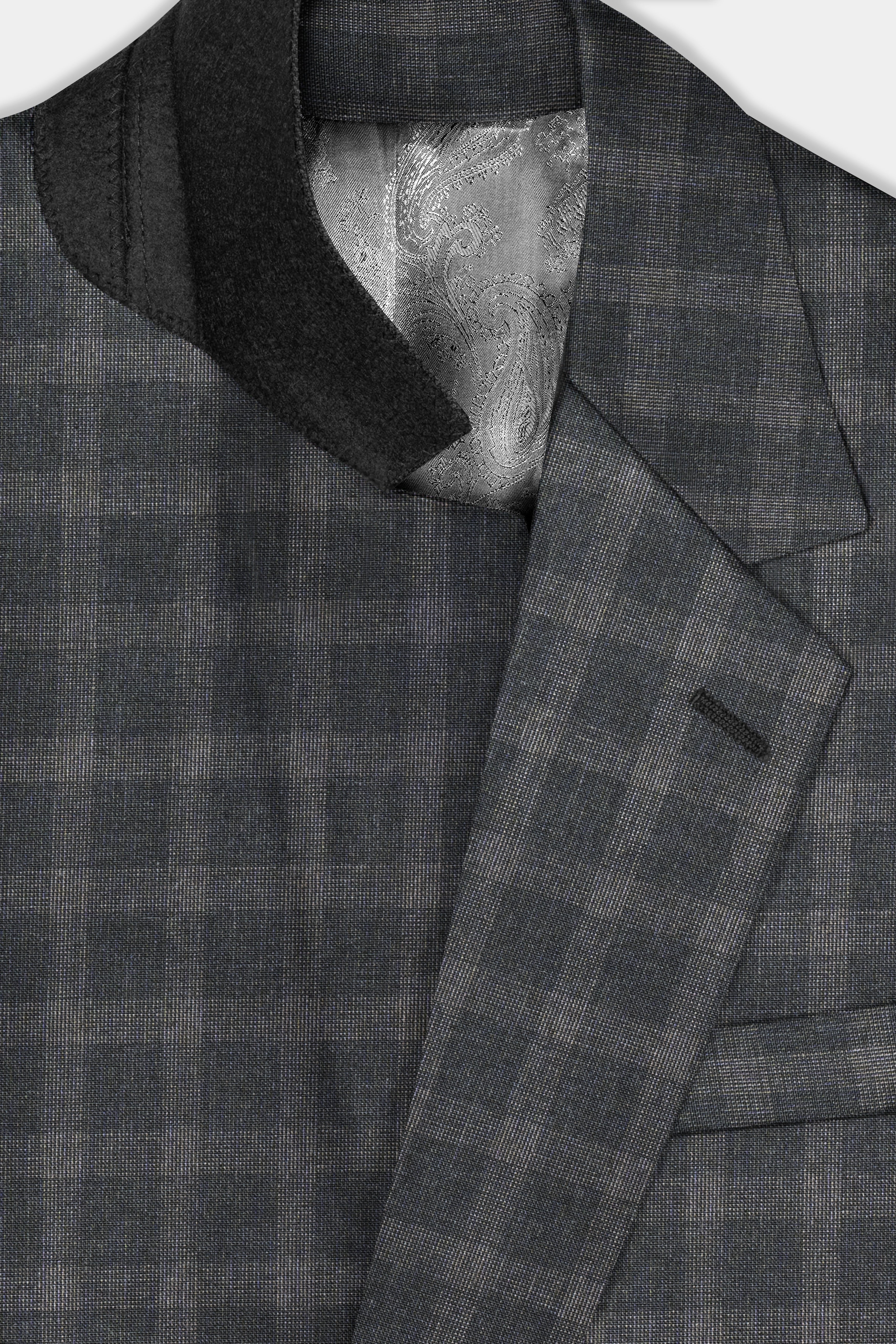 Gravel Gray Checkered Wool Blend Single Breasted Suit