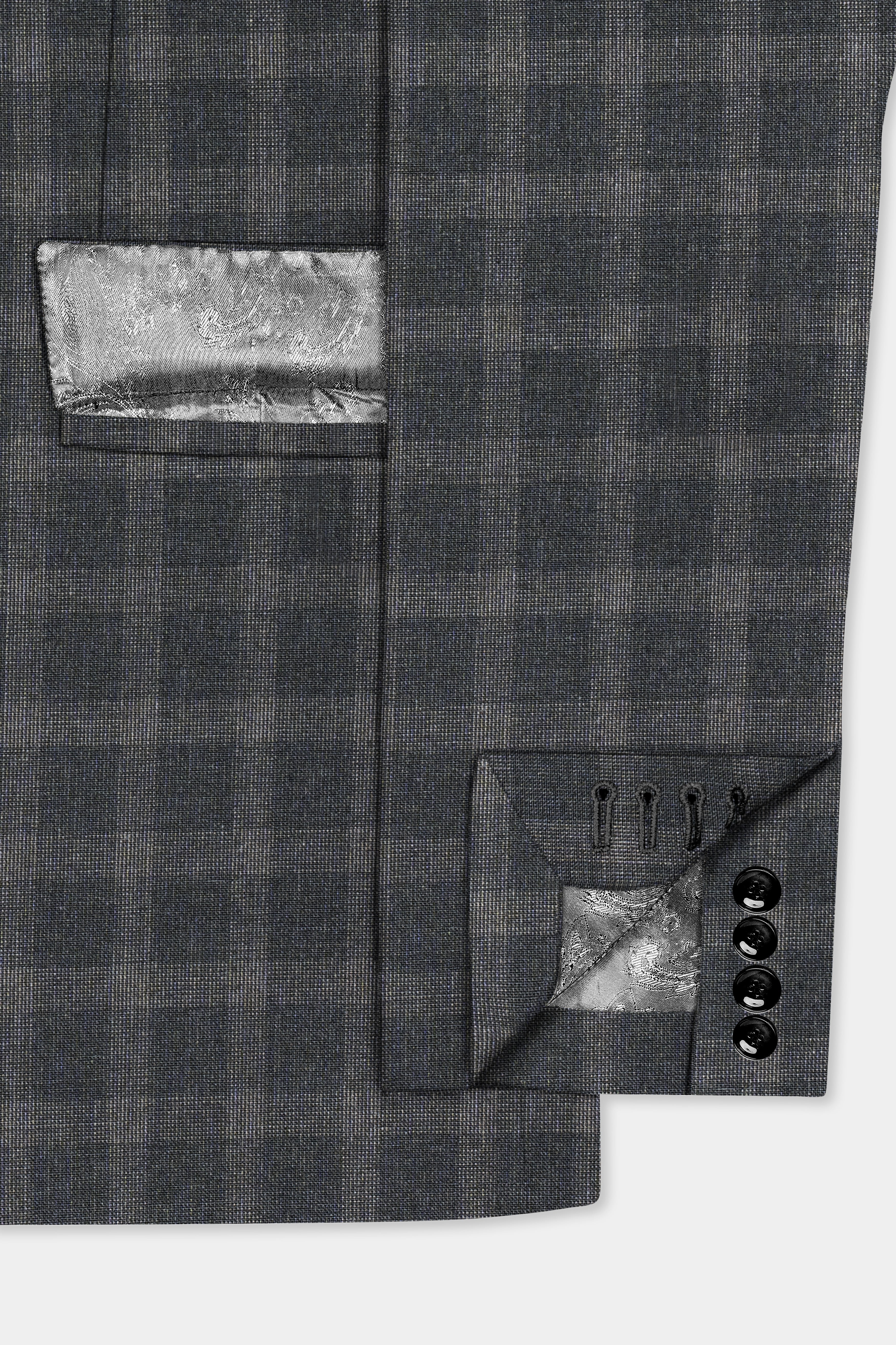 Gravel Gray Checkered Wool Blend Single Breasted Suit