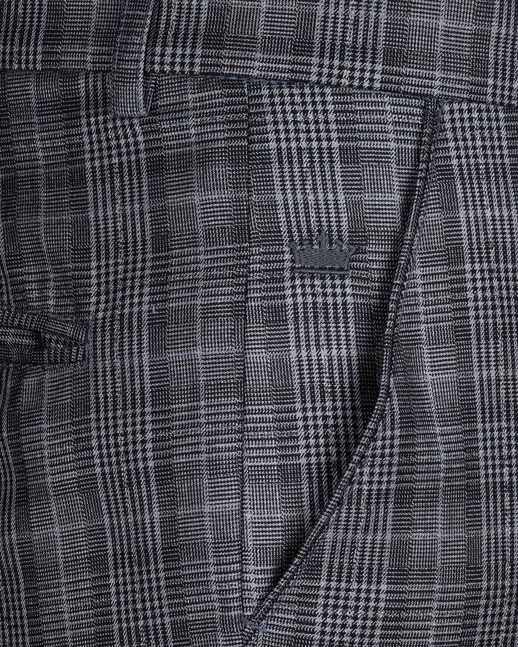 Fossil Grey Plaid Double Breasted Suit