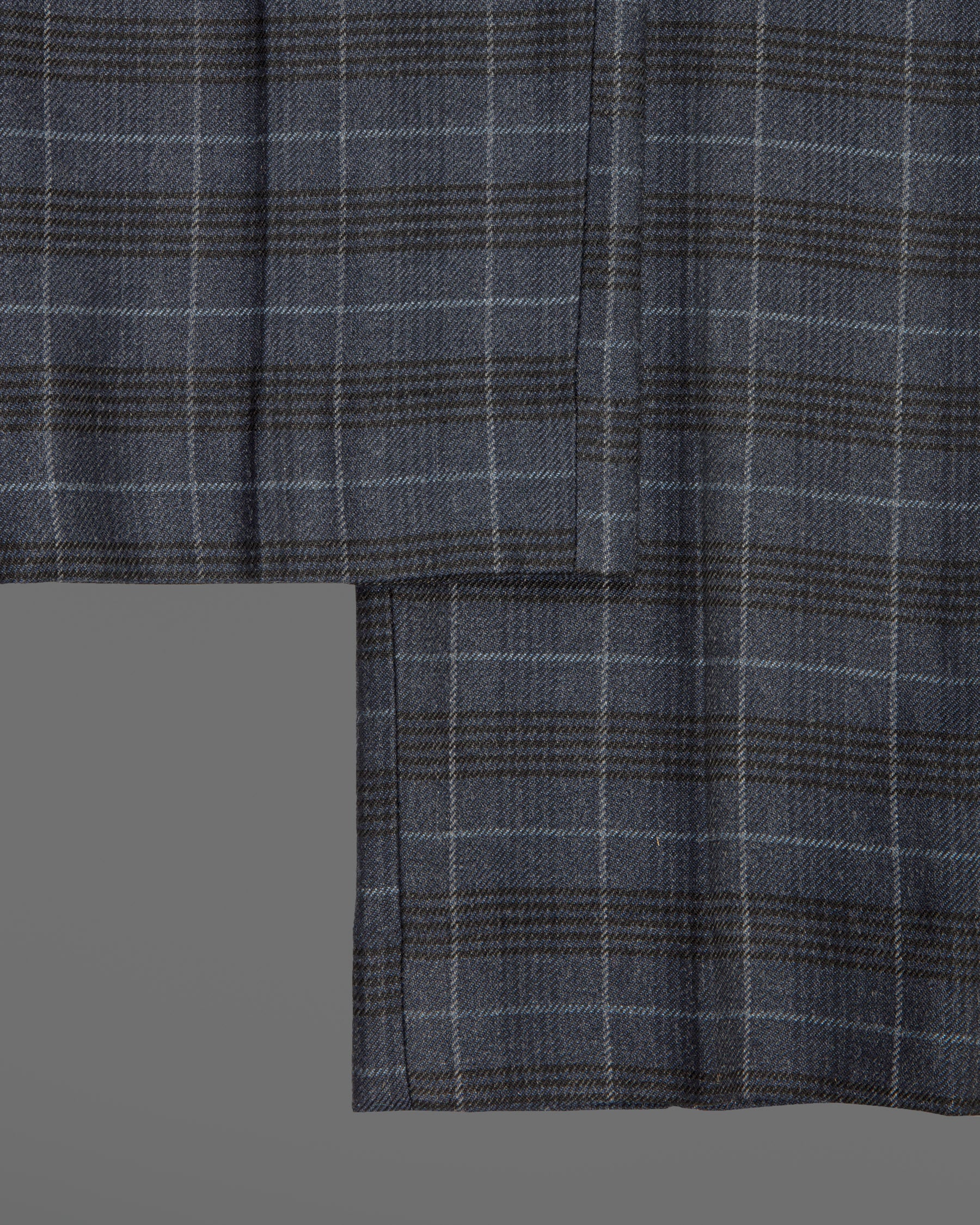 Tuna Blue Checked Luxurious Wool Rich Pant